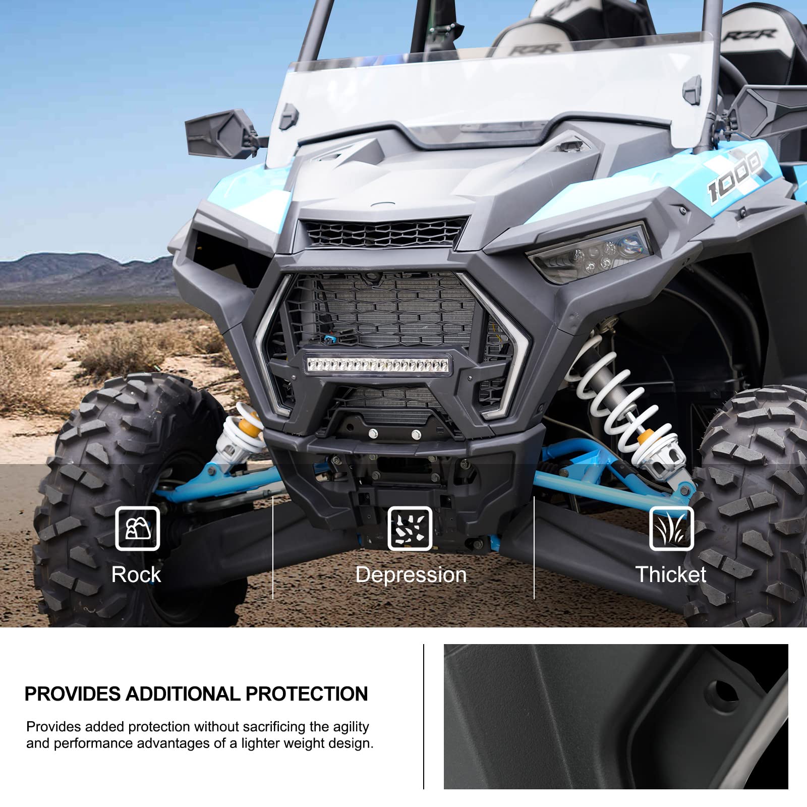 Kiwi Master Front Fascia Compatible With 2019-2023 Polaris Rzr Xp/4 1000 Turbo Accessories 5455432-070