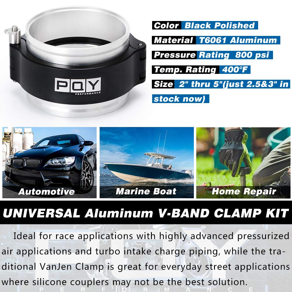 Pqy 2 Inch Aluminum Quick Release V Band Clamp With Flange Intercooler Pipe Clamp Throttle Union Sleeve