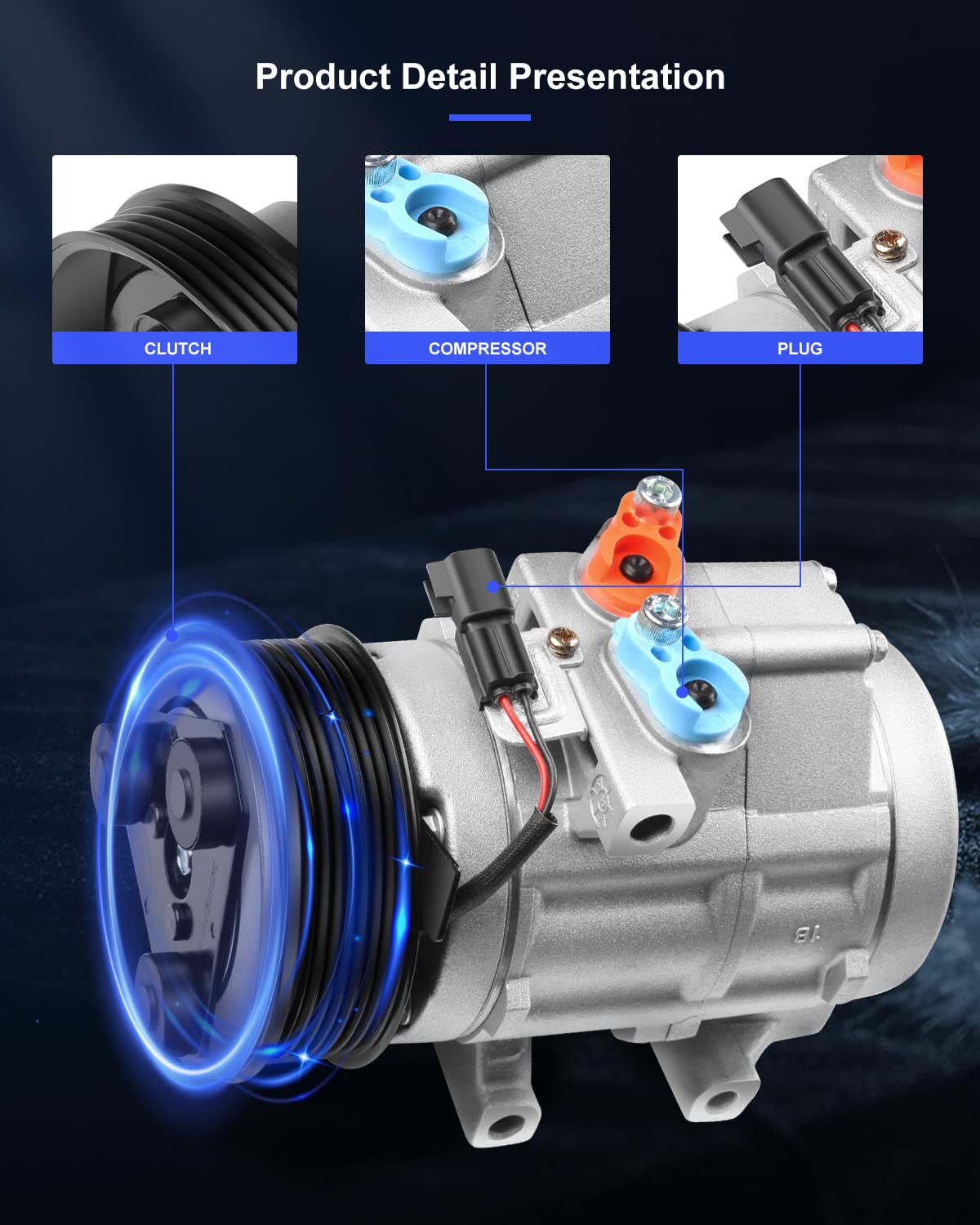 Eccpp Air Conditioning Compressor 2011-2016 For Ford For F-250 For F-350 For F-450 For F-550 Super Duty 6.7L A/C Compressor With