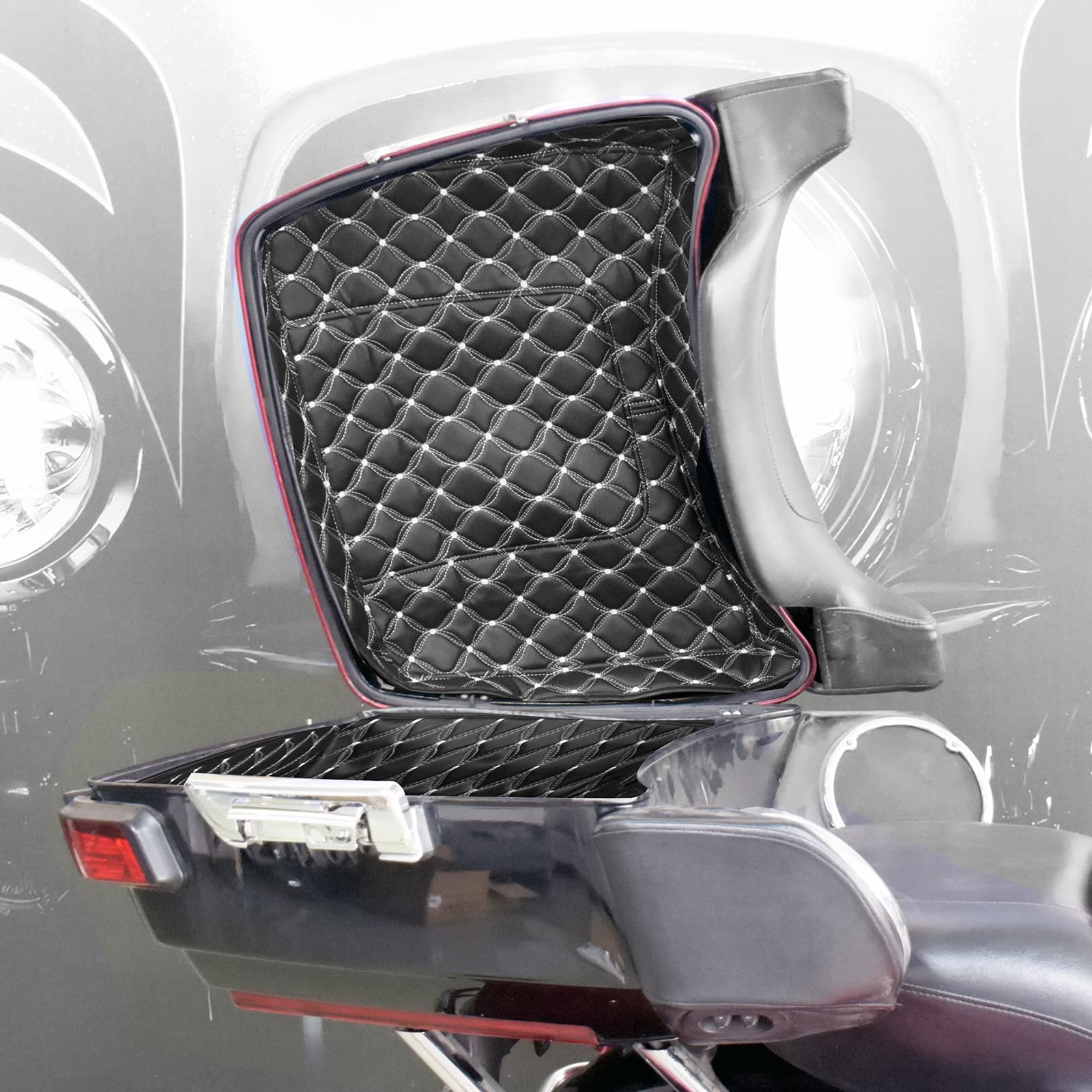 HDBUBALUS King Tour Pack Liners White Thread Stitching Touring Pak Inserts Fit for Harley Touring Electra Road King Street Glide