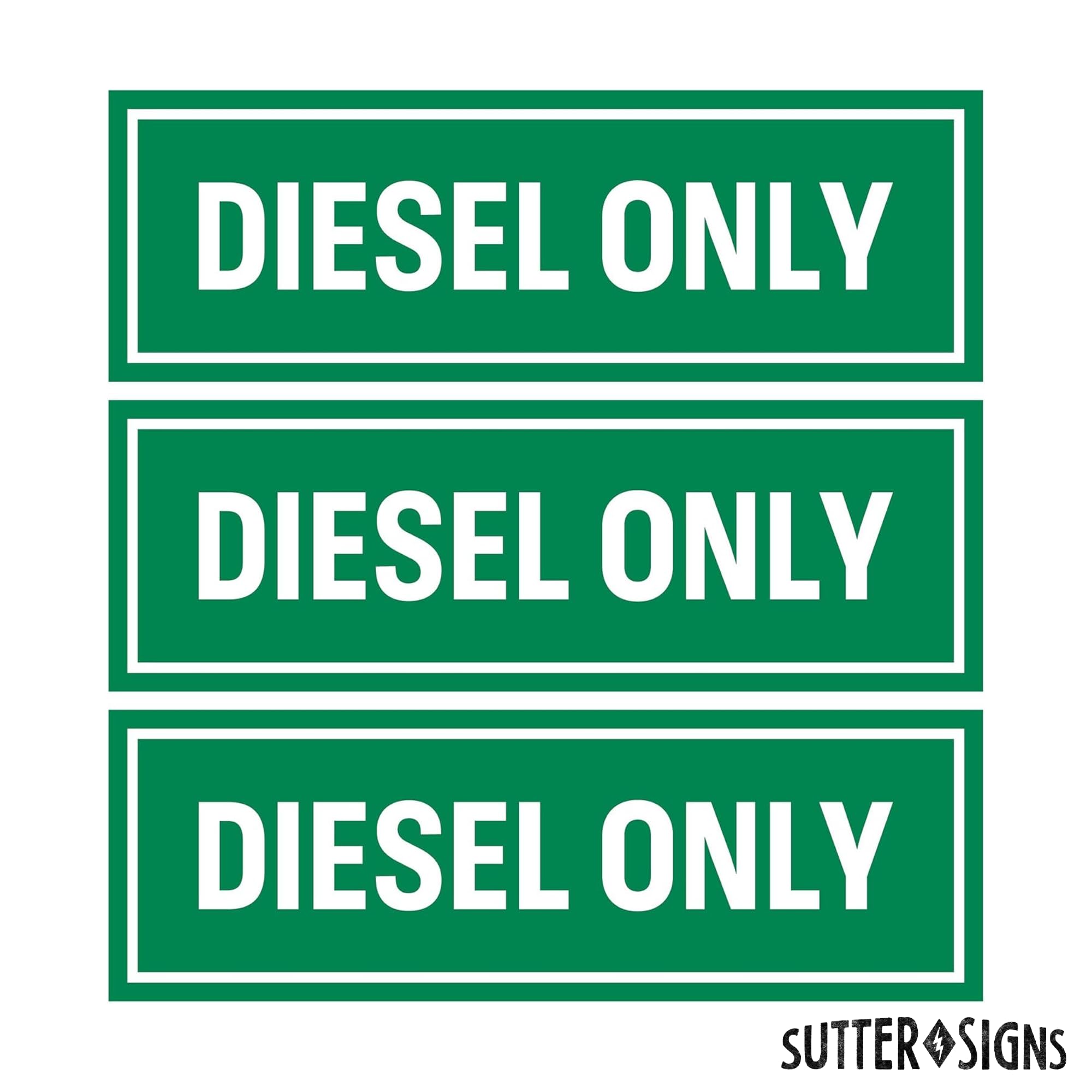 Sutter Signs Diesel & Gasoline Only Stickers, 6x2 Inches, Weatherproof Vinyl Decals for Trucks, Tractors, Fuel Cans, Gas Caps