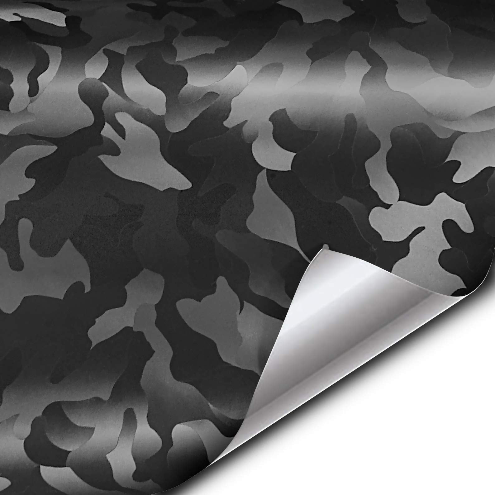 Vvivid+ Stealth Medium Pattern Camouflage Vinyl Wrap Roll (6Ft X 5Ft, Black)