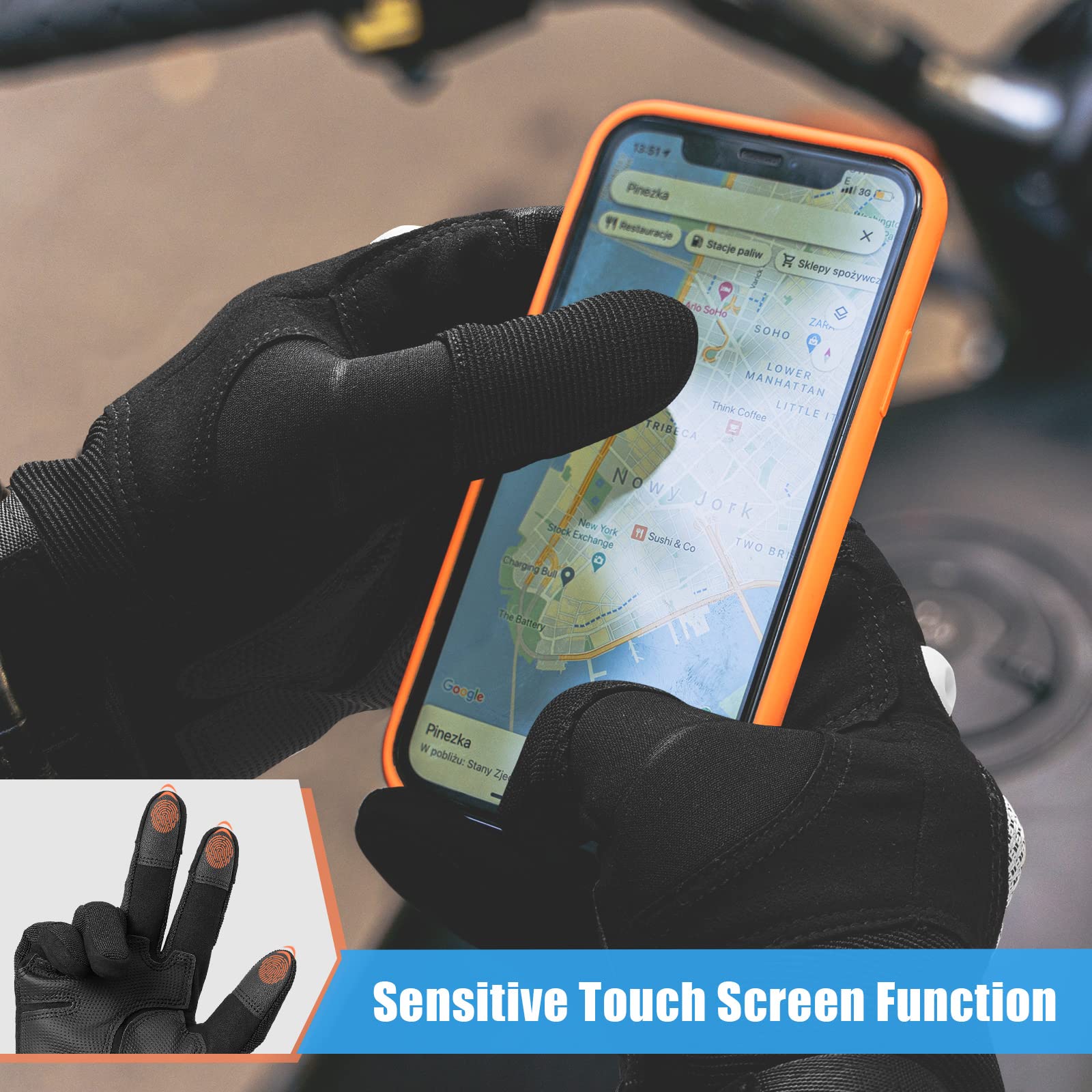 Cierto Motorcycle Gloves For Men And Women: Touch Screen Anti-Slip Tactical Glove With Breathable Hard Knuckle And Adjustable Wr