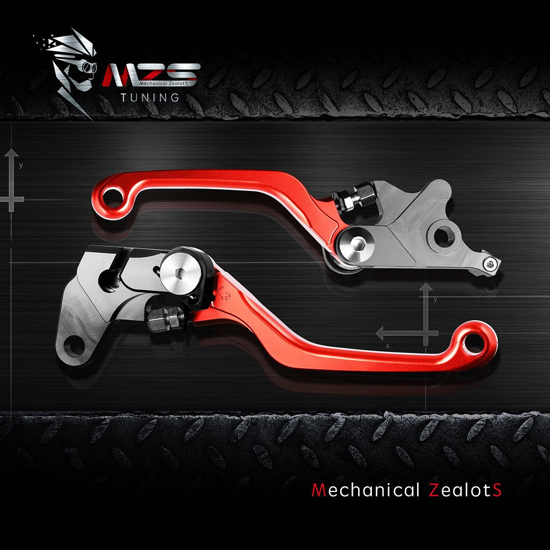 Mzs Red Dirt Bike Brake Clutch Levers Pivot Adjustable Cnc Compatible With Drz400E 2004-2007 / Drz400S 2000-2024 / Drz400Sm 2005