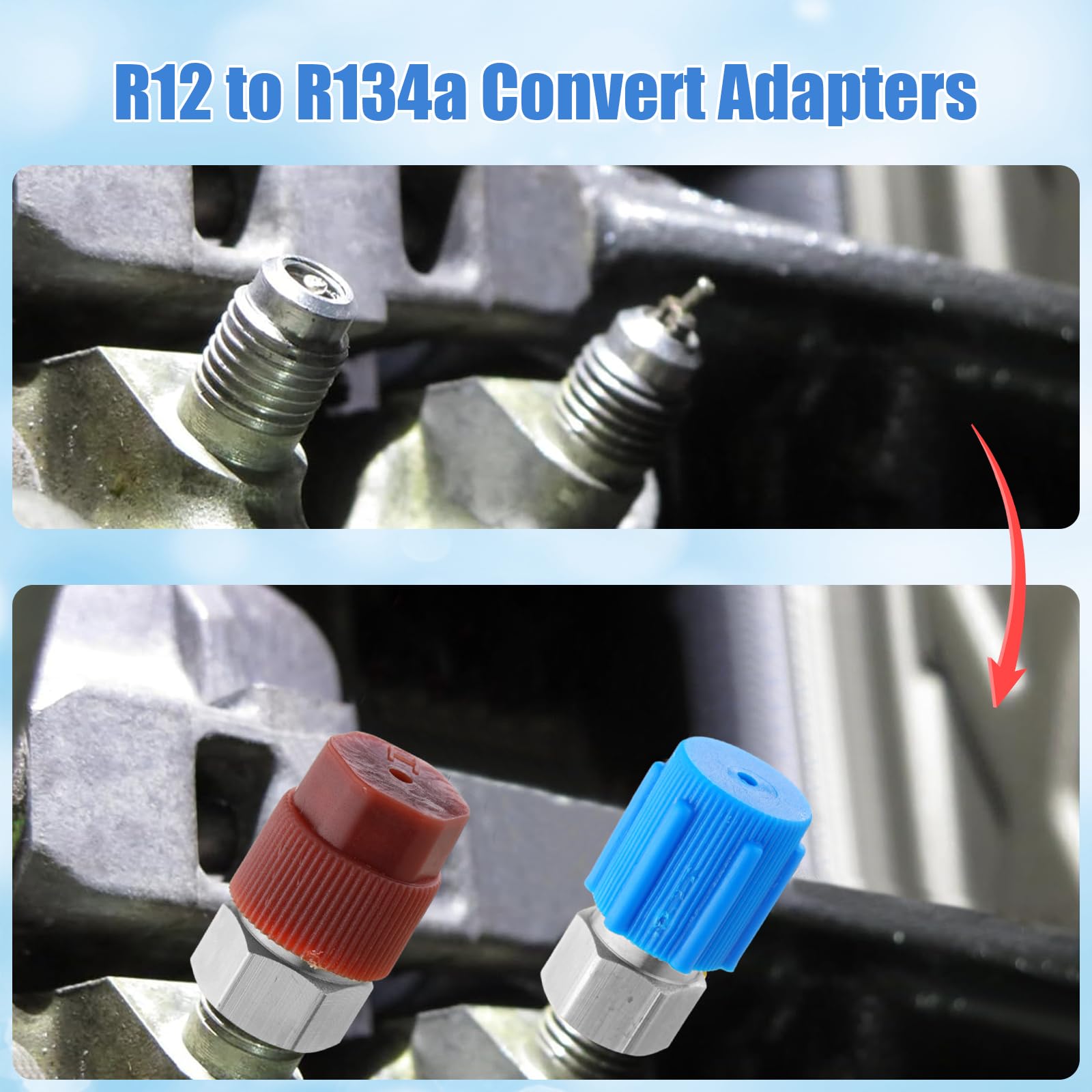 Yaocom 8 Pcs R12 to R134a Conversion Kit 90 High and Low Side R12 to R134a Retrofit Adapter Fittings High/Low Pressure Retrofit