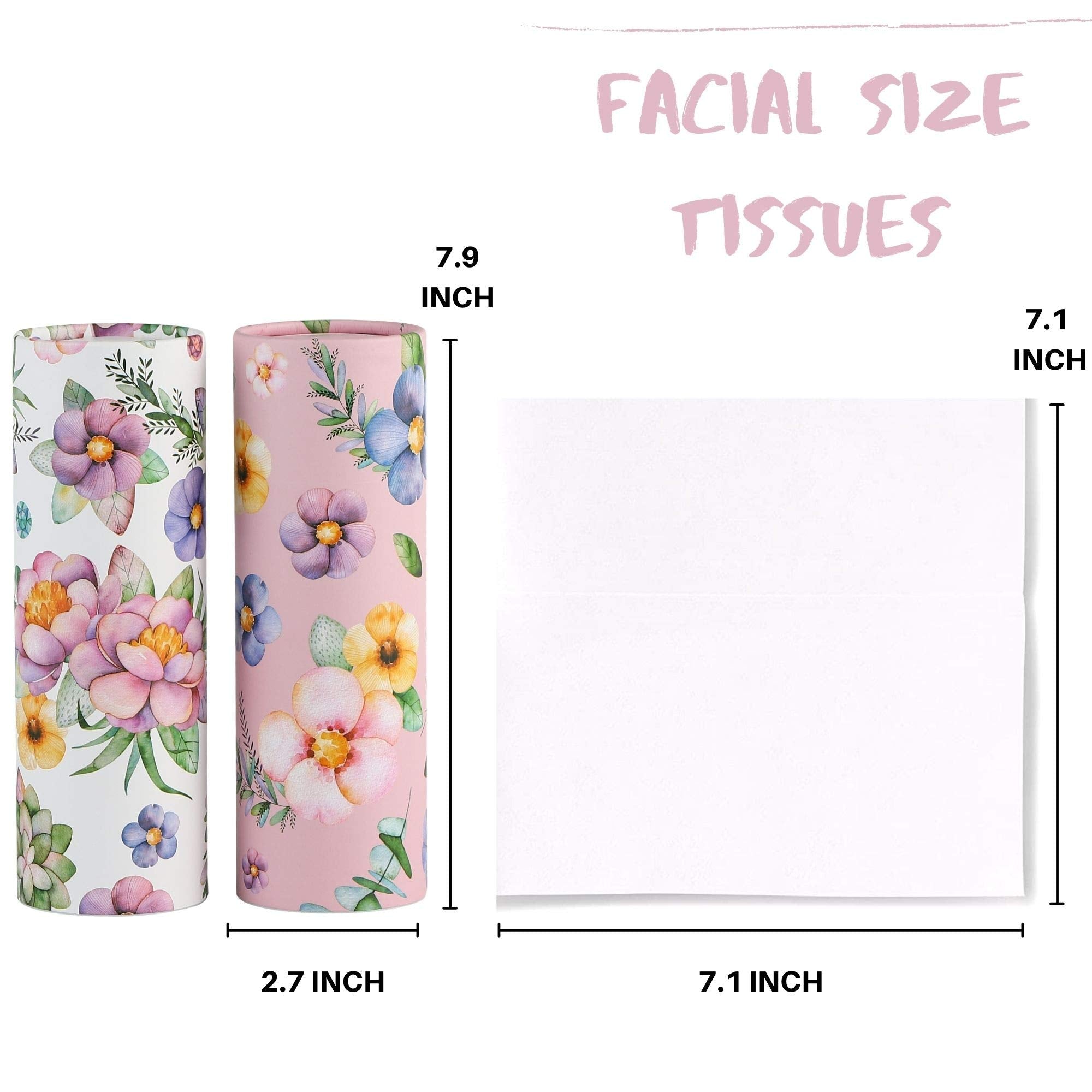 Car Tissues Holder With Facial Tissues - 4 Pk - Travel Tissue Tubes Box Container Perfect Fit For Car Cup Holder Car Tissues Cyl