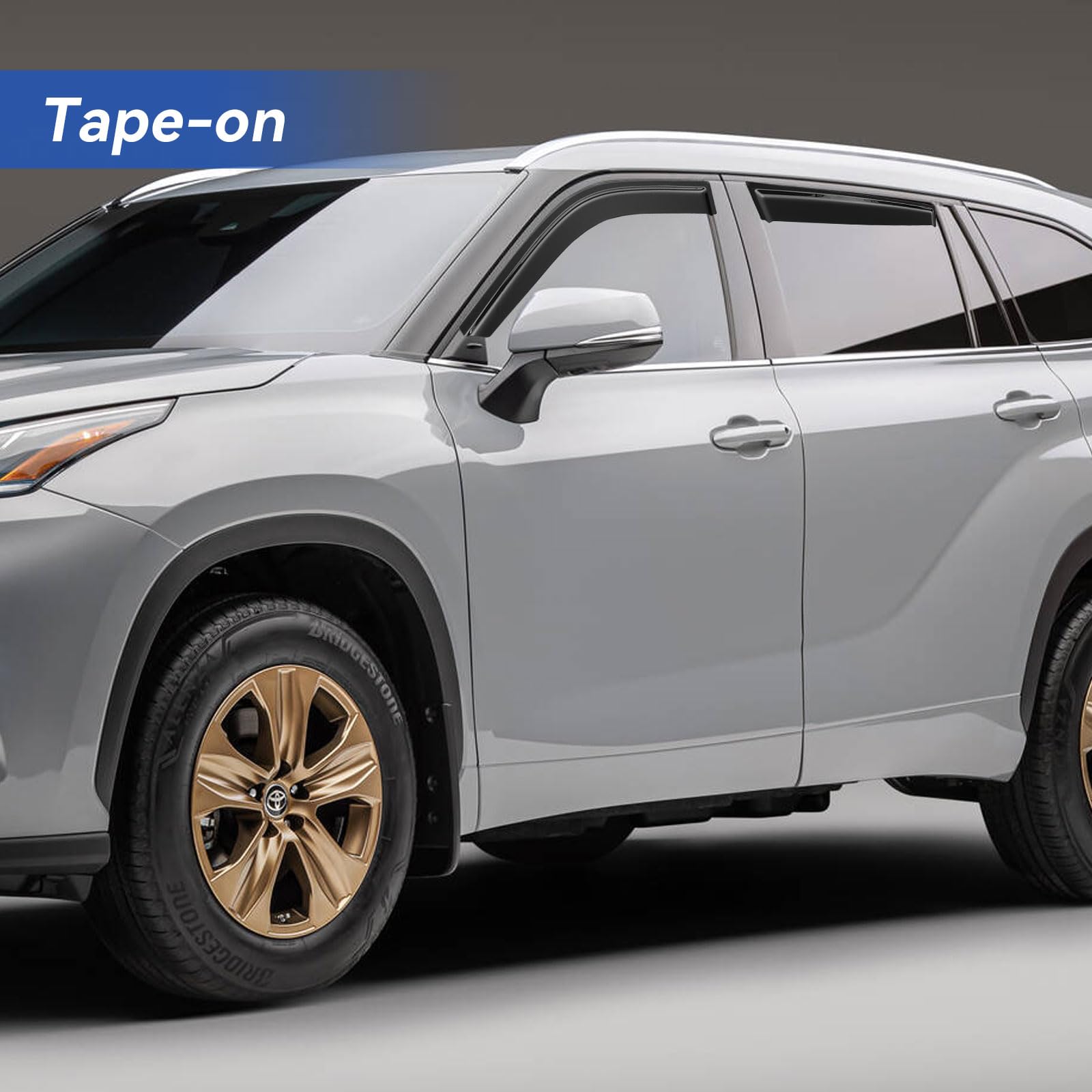 Window Visors Rain Guards for 2020-2025 Toyota Highlander, Out-Channel Window Vent Wind Deflectors Visors Shades for 20 21 22 23