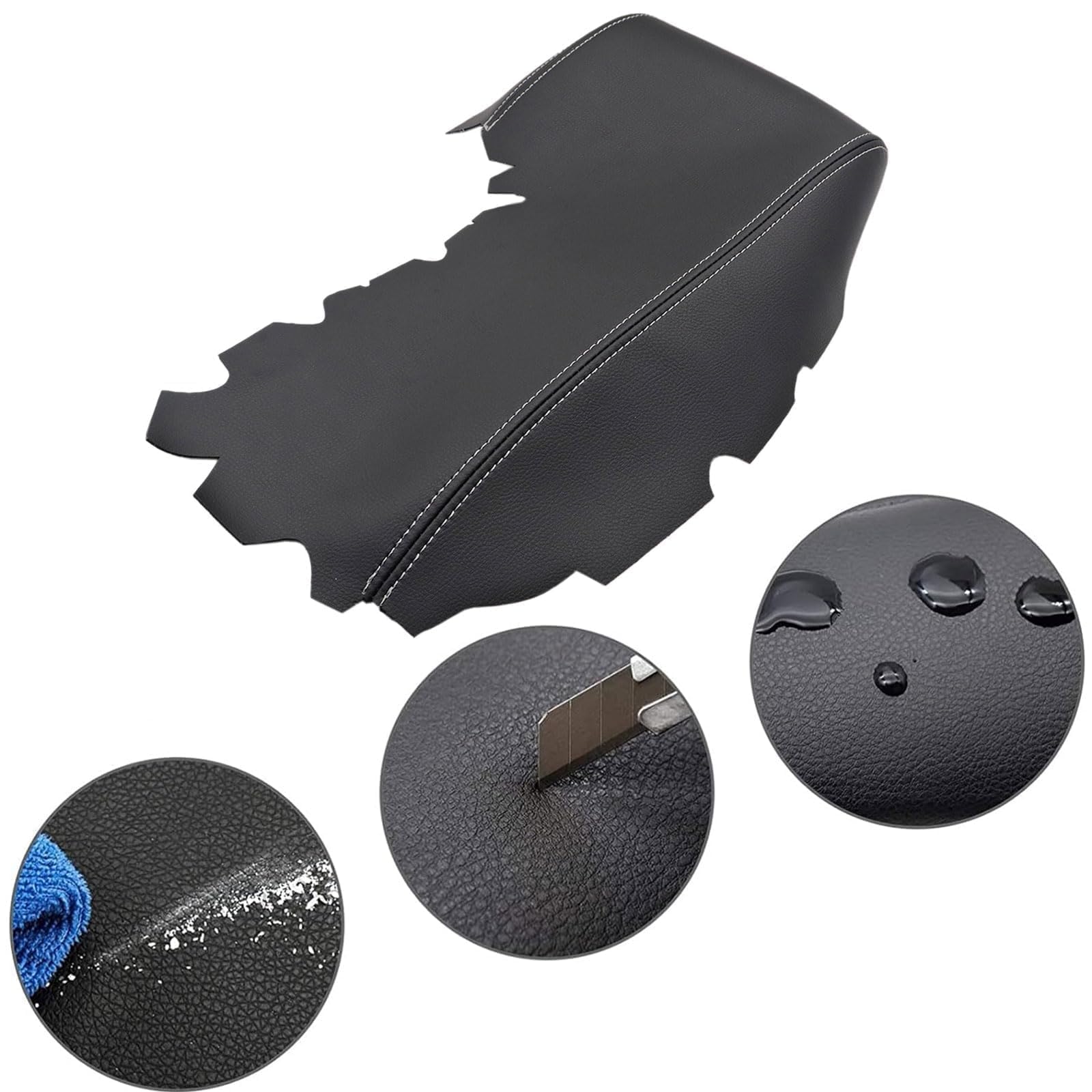 Secosautoparts Leather Center Console Lid Armrest Cover Compatible With Lexus Is250 Is300 Is350 2014 2015 2016 2017 Black Leathe