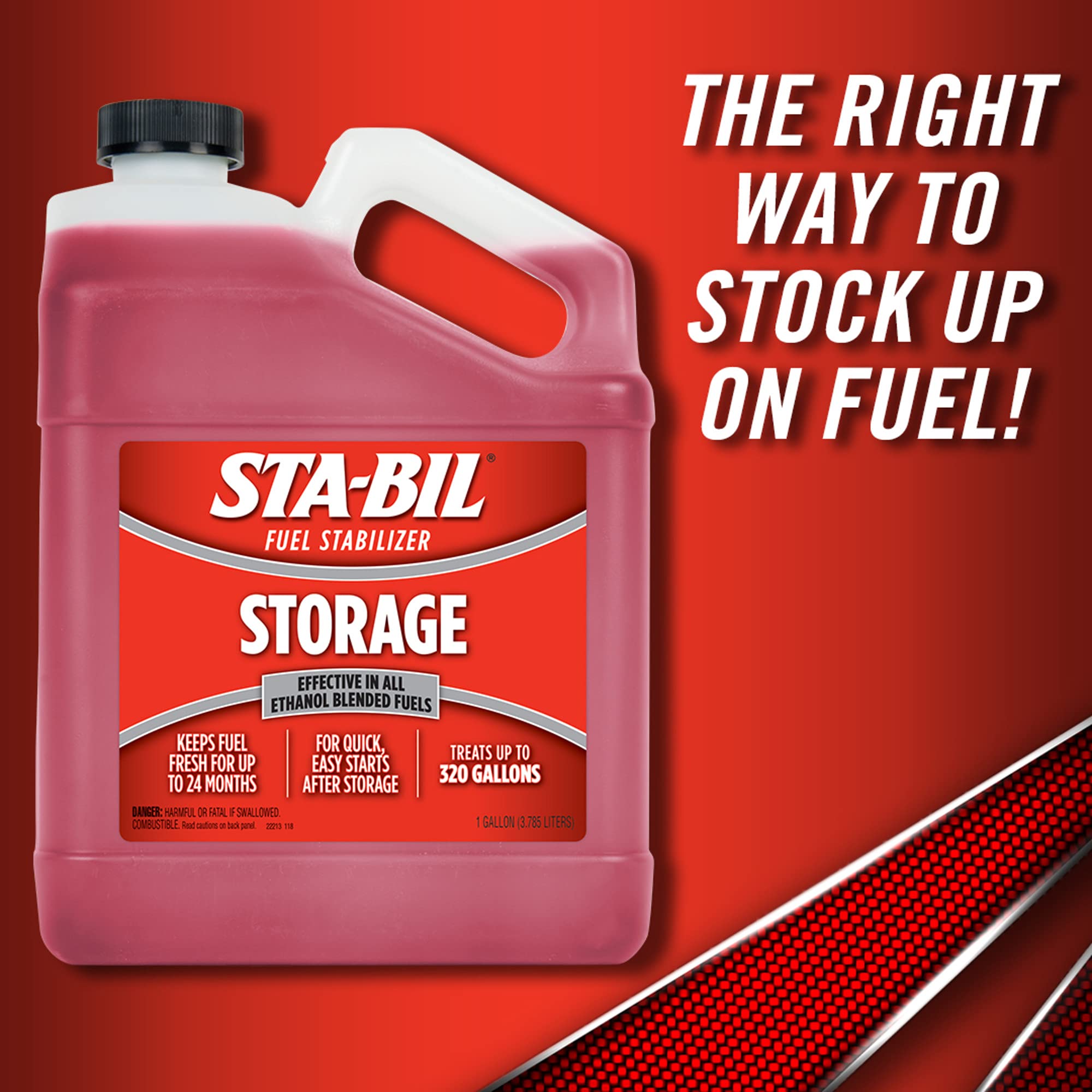 STA-BIL Storage Fuel Stabilizer - 1 Gallon, Red, Prevents Corrosion, Fresh Fuel for 24 Months, Gasoline Treatment, Model 0810.1191