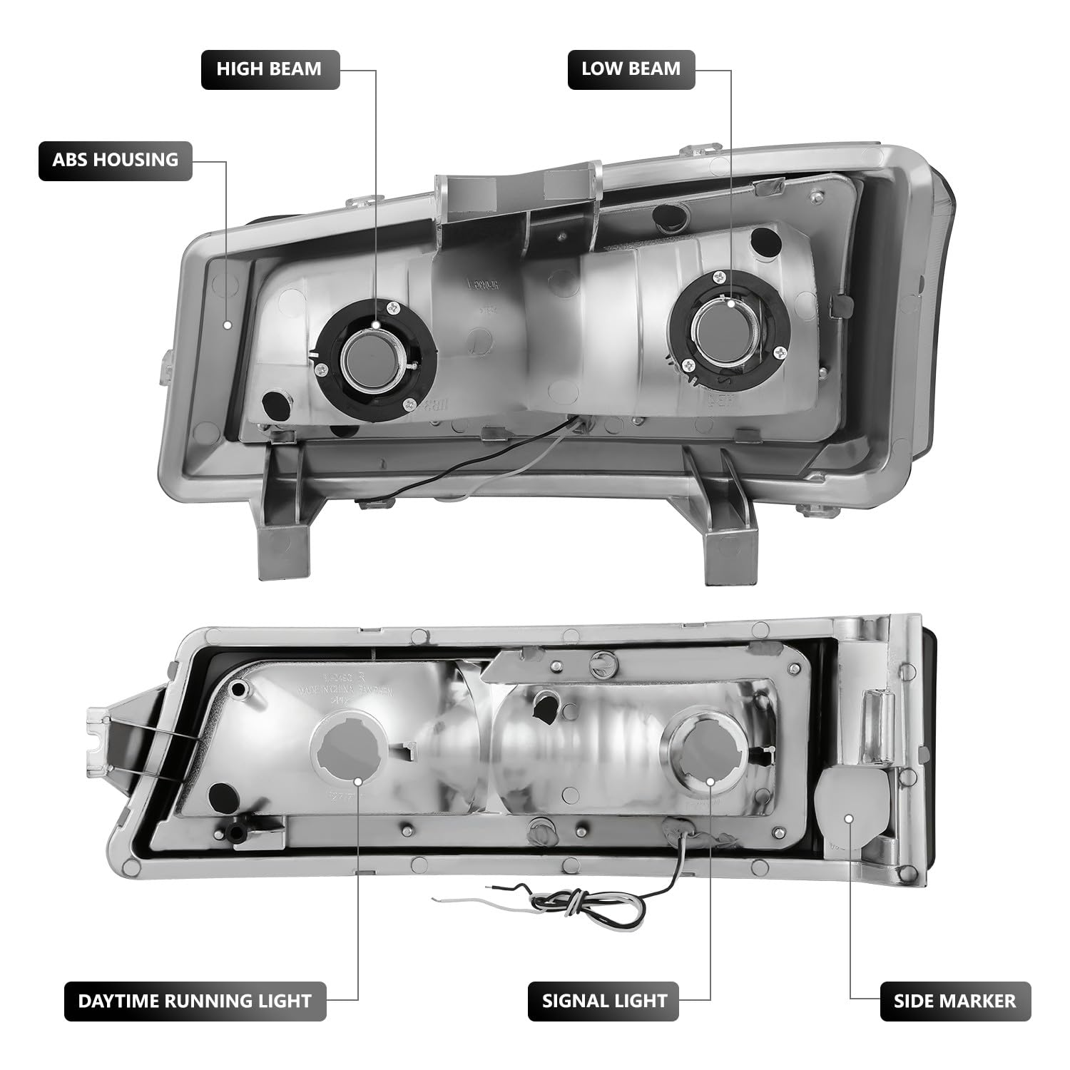 Dna Motoring 3D Led Drl Headlight Bumper Lamp Set Compatible With 03-06 Silverado 1500-3500 1500Hd 2500Hd / Avalanche 1500 2500,