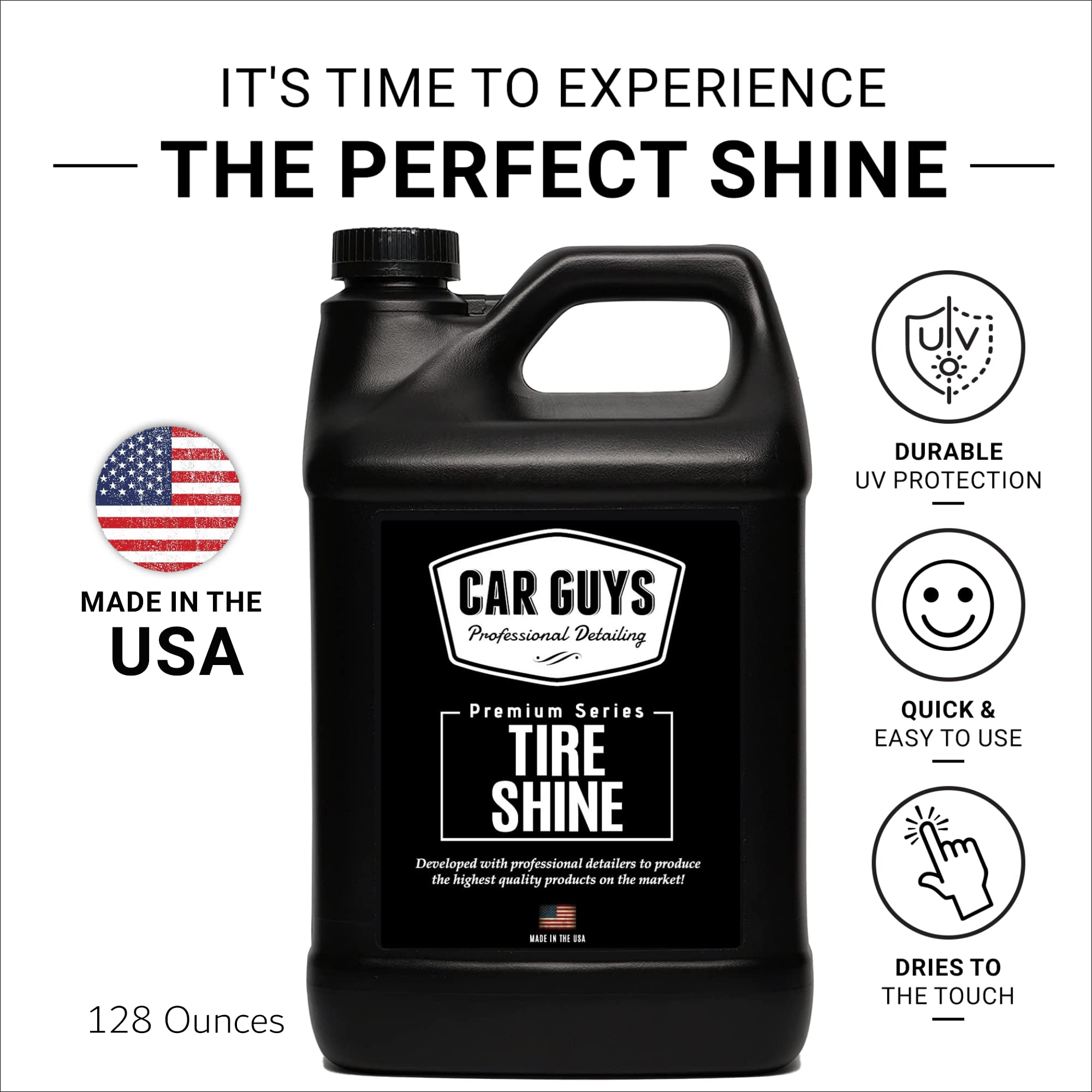 CAR GUYS Tire Shine 1 Gallon Refill - Durable Tire Dressing with UV Protection, Long Lasting Shine, Model TSS-128OZ