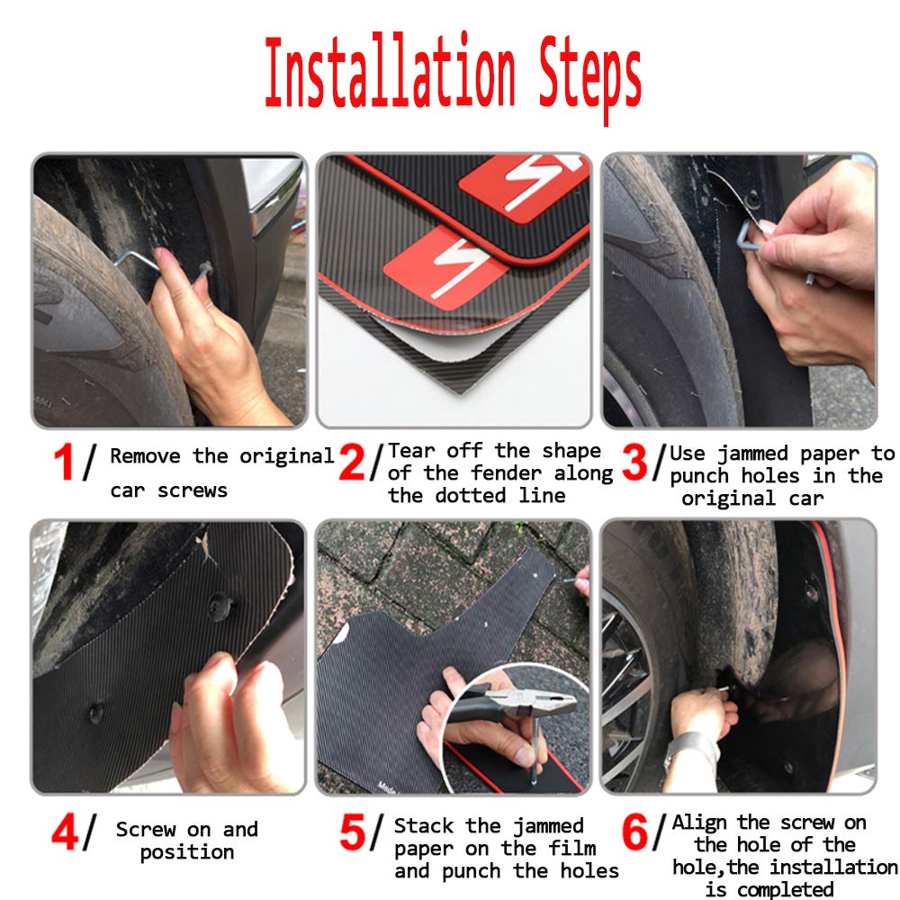 Yunm 4 Pcs Car Rubber Mudguard Mud Flaps Splash Guards Rubber Mudguard For Sports Mud Flaps Guards Splash Front And Rear Univers