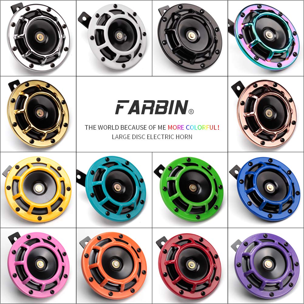 Farbin Horns Electric Car Horn 12V High Tone/Low Tone Twin Horns Kit With Protective Grill Women'S Car Horn (Pink)