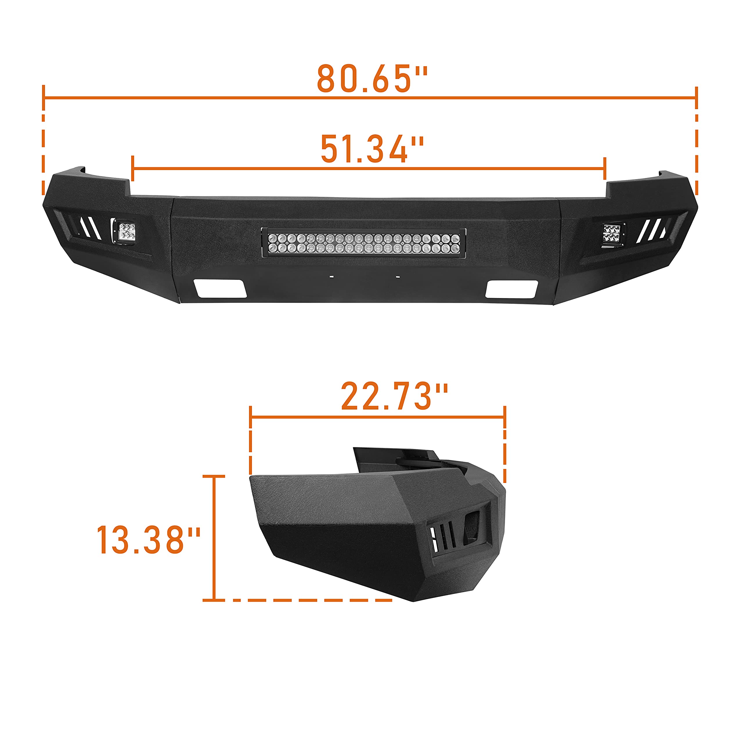 V8 GOD Full Width Front Bumper for Chevy Silverado 1500 (2007-2013) - Black, Carbon Steel, Model GB9021