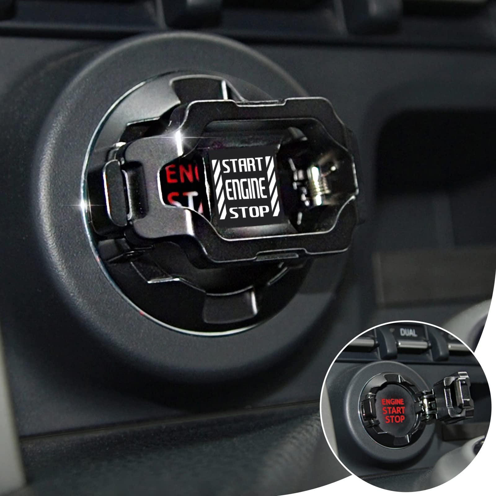 ????????????????  Tybasthe Push Start Button Cover, Car Engine Start Stop Button Cover Protector, Cool Car Accessories Interior