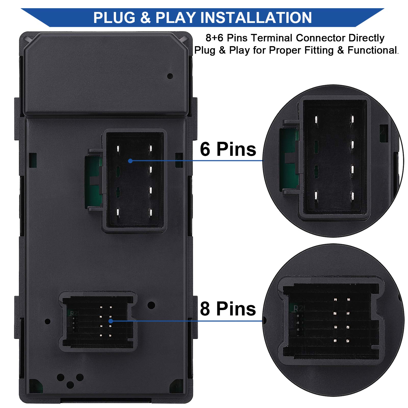 Obaee Driver Side Power Master Window Switch, Compatible With Chevy Silverado/Chevrolet Traverse/Hhr/2007-2013 Gmc Sierra/Yukon/