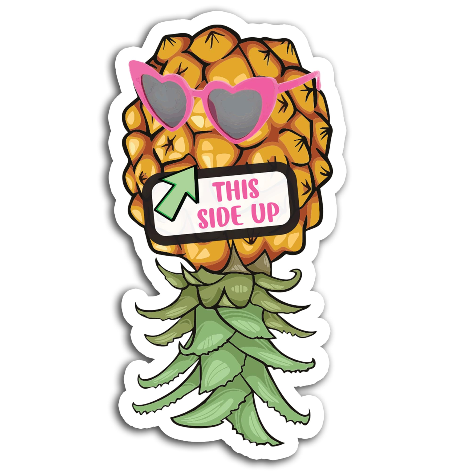 Magnet Me Up This Side Up Upside Down Pineapple with Sunglasses Magnet Decal, 3x6 Inch, Heavy Duty Automotive Magnet for Car, Tr