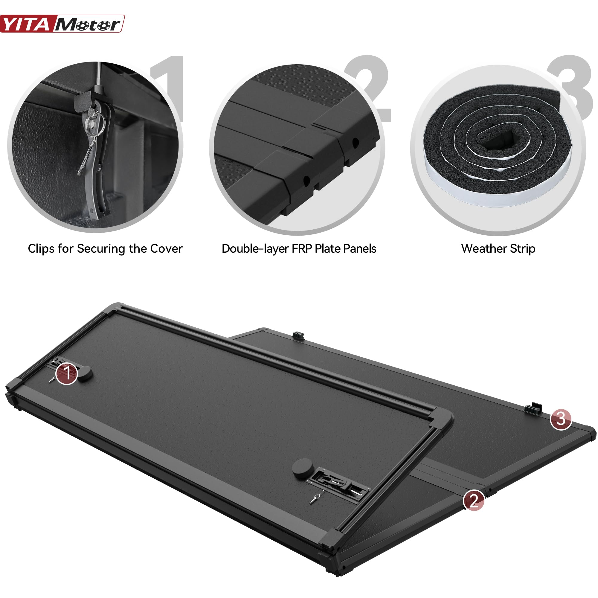 Yitamotor Hard Tri-Fold Truck Bed Tonneau Cover Compatible With 2015-2025 Ford F-150 5.5 Ft Bed
