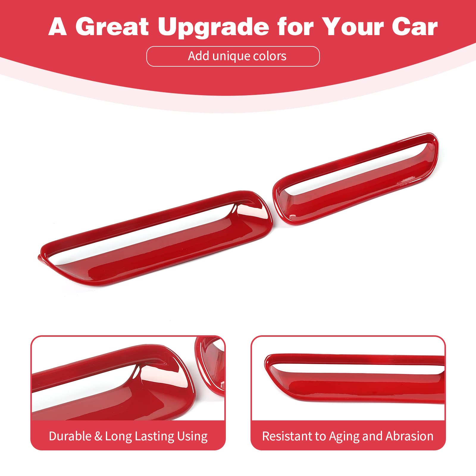 Pdklin For Challenger Hood Scoop Vent Cover Trim Bezel Red Compatible With Dodge Challenger 2009 2010 2011 2012 2013 2014 Red Exterior Accessories 2Pcs