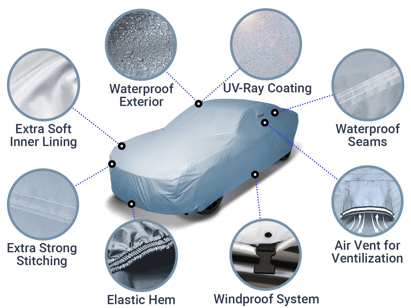 Icarcover Custom Car Cover For 1950-1957 Chevy Bel Air 2-Door, 4-Door, Waterproof All Weather Rain Snow Uv Sun Protector Full Ex