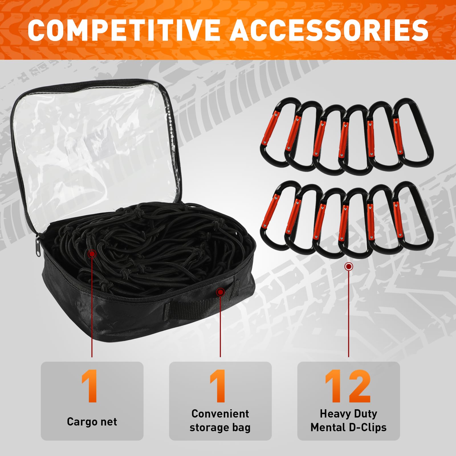 Suu66 Heavy Duty Cargo Net for Pickup Truck Bed - 5 ' x 7 ' Stretches to 15 ' x 21 ' - Sturdy Latex Bungee Net Mesh - with 12 Me