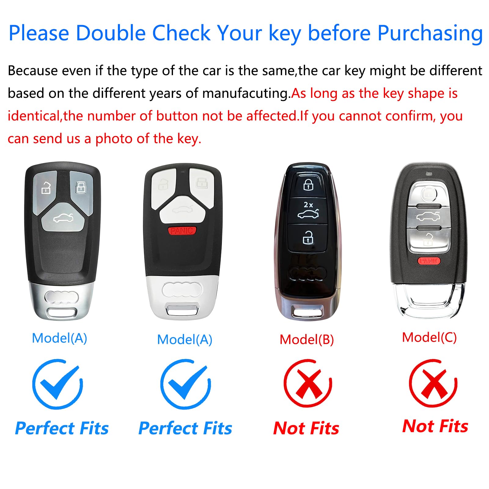 Ocezbiis For Audi Key Fob Cover,Keychain,Zinc Alloy Protection Car Key Case For A3 A4 A5 A6 Q7 Q5 Tts Sq5 R8 Rs4 Rs5 S5 Smart Re
