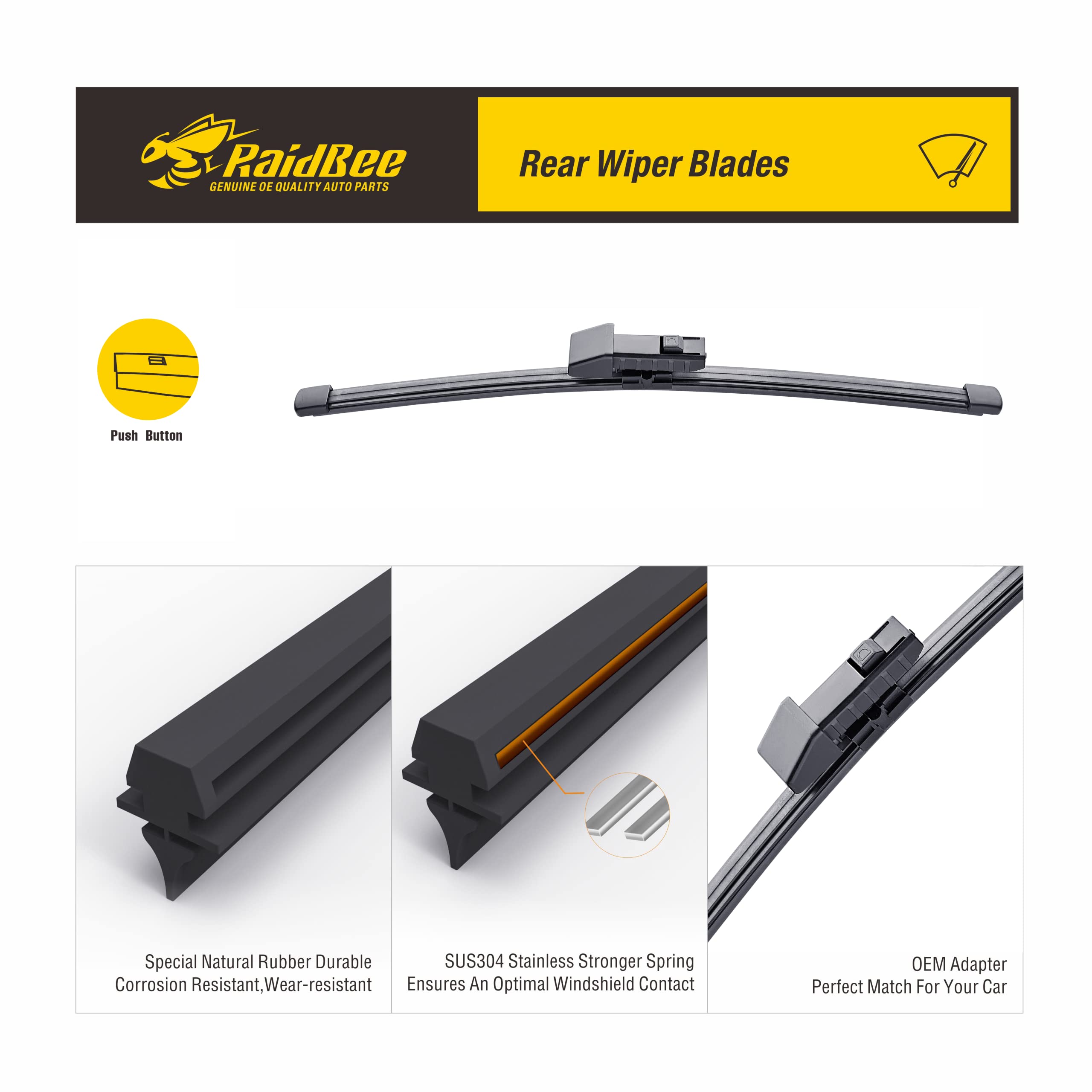 Raidbee Rear Wiper Blade,Automotive Replacement For Golf, Gti 2020-2010 Rear Wiper Blades,Back Windshield Wiper Blades(11''-H)