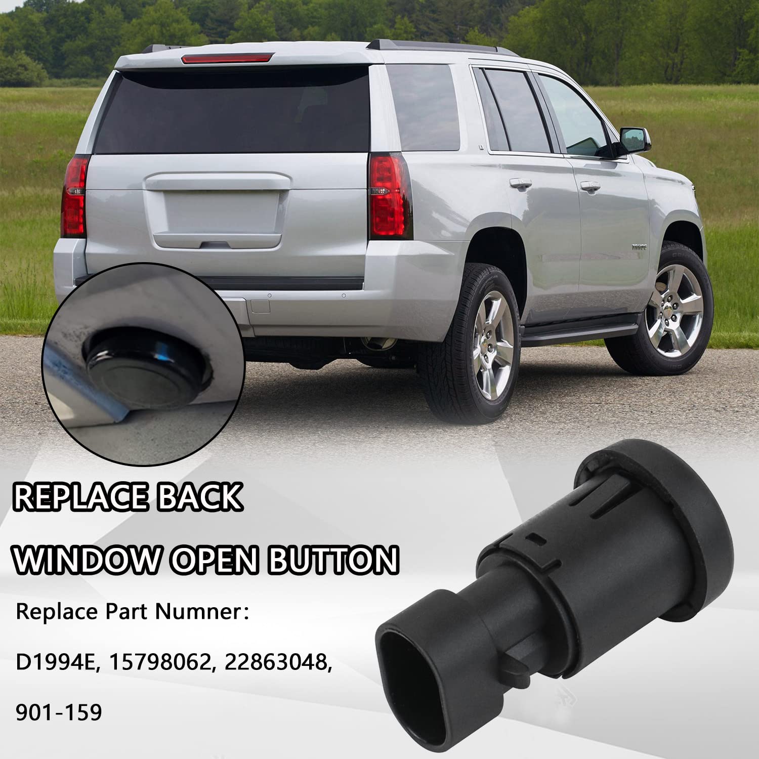 Rear Liftgate Window Glass Release Switch Button Compatible with 2007-2014 Chevy Tahoe Suburban Cadillac Escalade GMC Yukon Repl