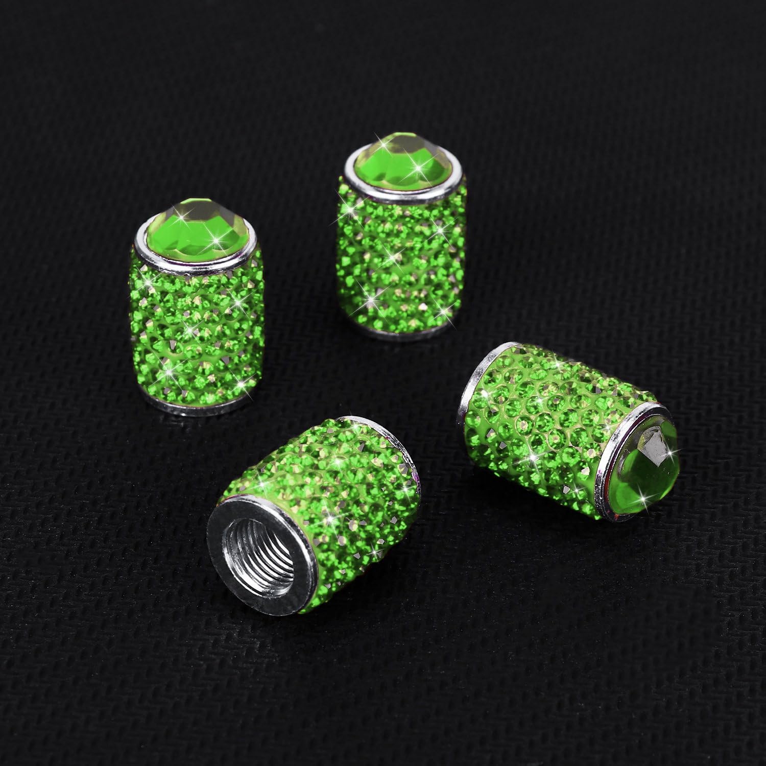 Tobequeen 4 Pcs Crystal Rhinestone Car Tire Valve Stem Caps, Bling Wheel Valve, Attractive Dustproof Accessories, Universal For