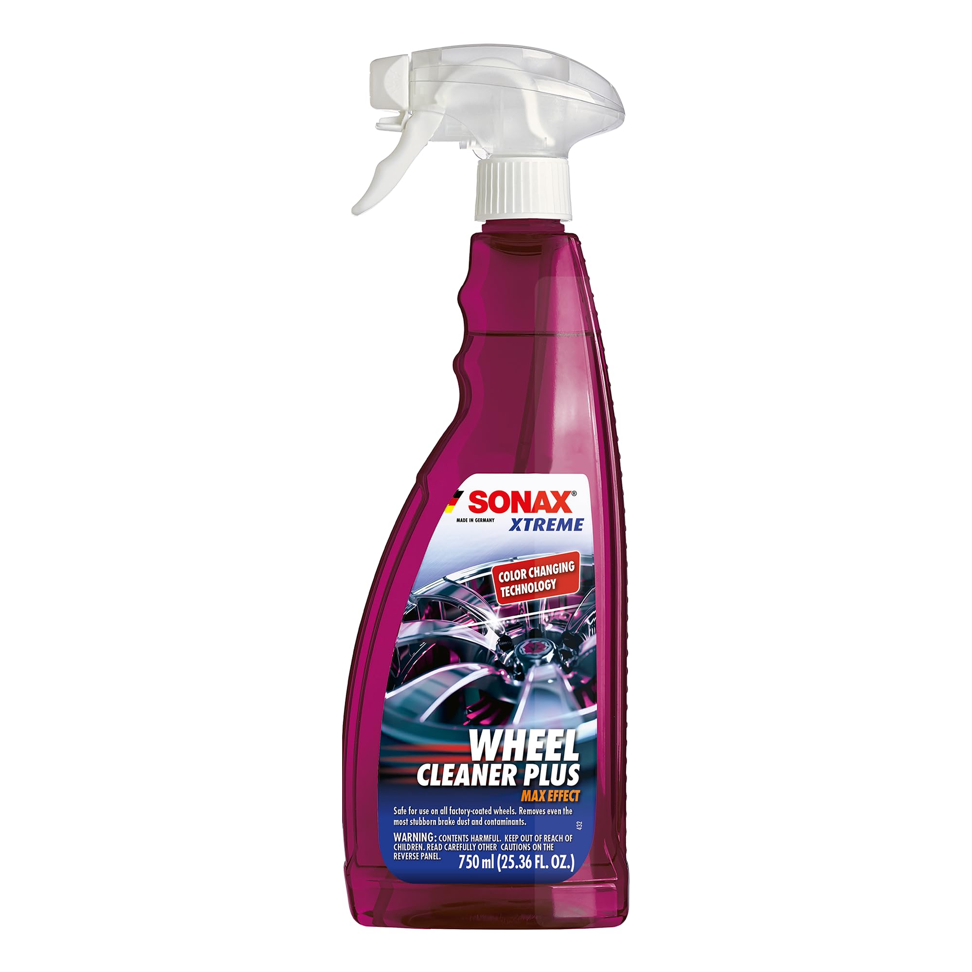 SONAX Wheel Cleaner Plus 230400 - Non-Acid, Color-Changing, 750ml Deep Cleaning Formula for All Wheels