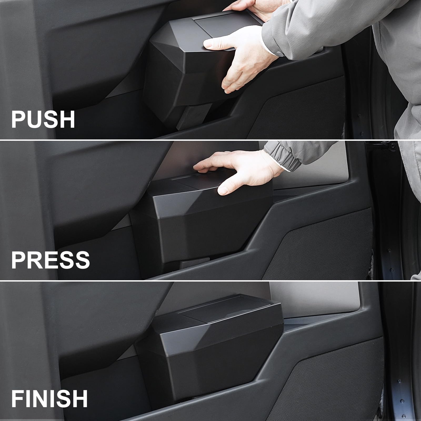 ELECFRESH Door Side Storage Box for Cybertruck, Trash Tray with Push-on Lid for Driver and Passenger Doors, Perfect Organizing f