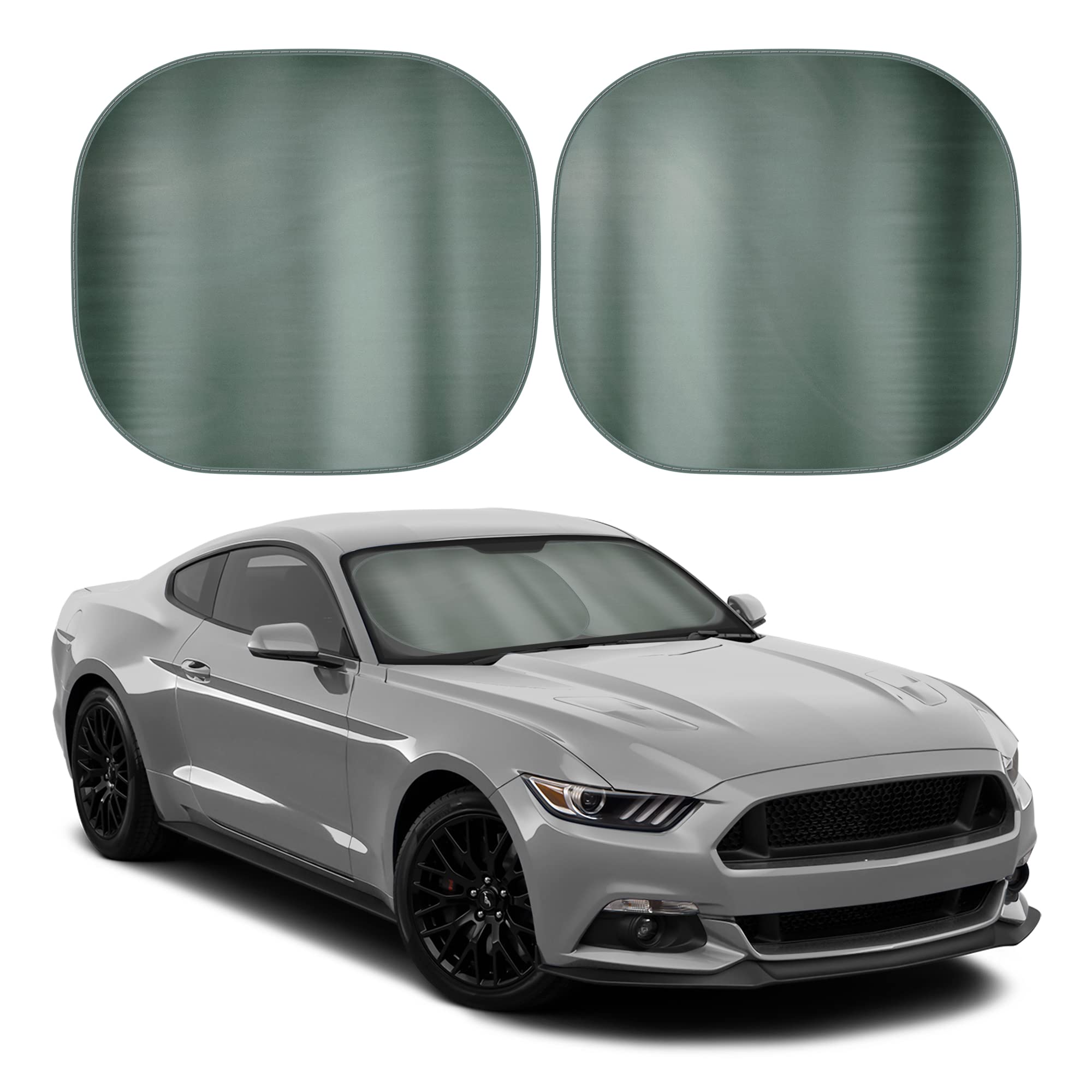 BDK 2PC Metallic Charcoal Gray Car Window Sun Shade Auto Shade for Windshield Visor, Block UV Reflect Heat to Keep Your Car SUV 