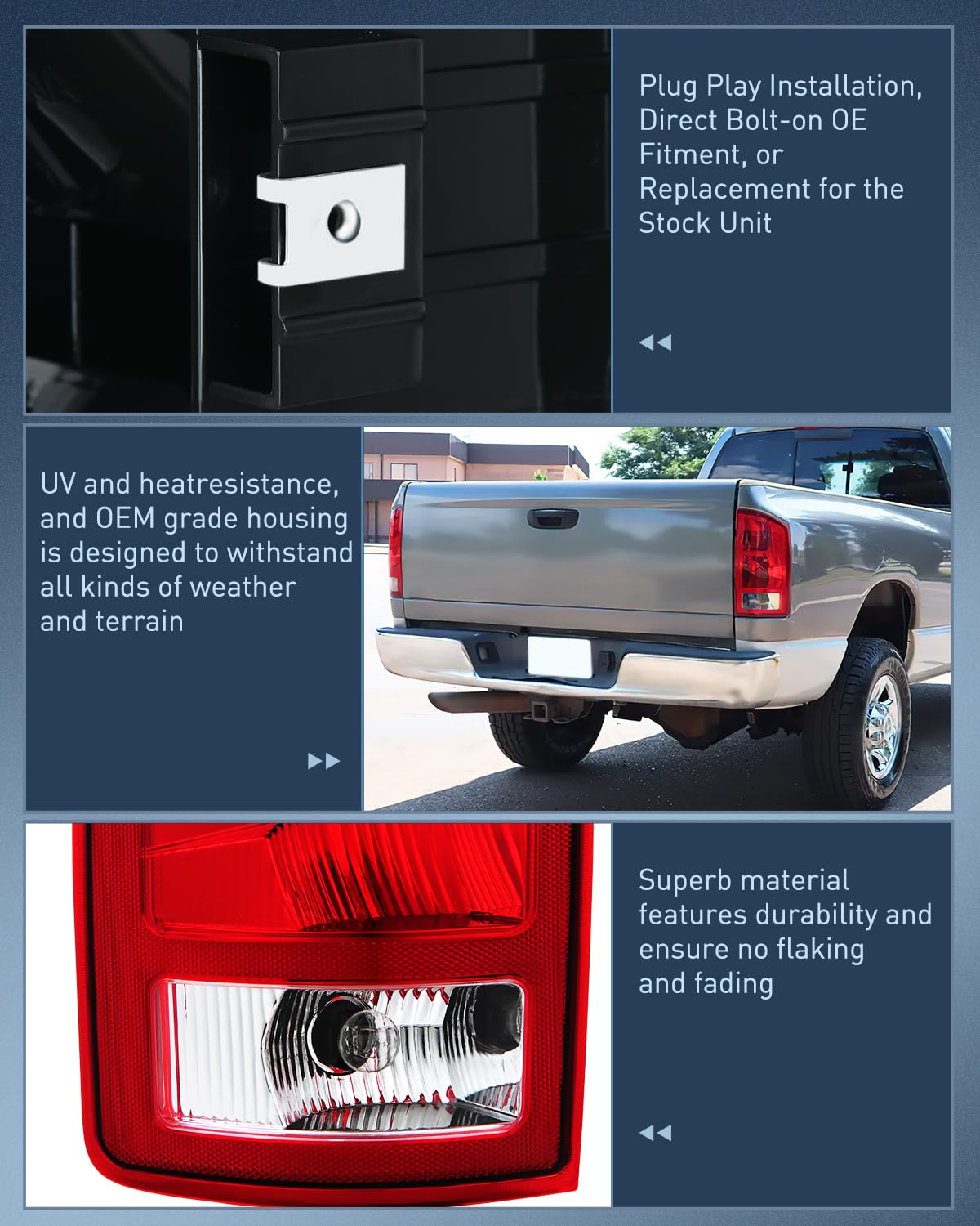 Nilight Taillight Assembly Compatible With 2002 2003 2004 2005 2006 Dodge Ram 1500 2003 2004 2005 2006 Dodge Ram 2500 3500 Rear