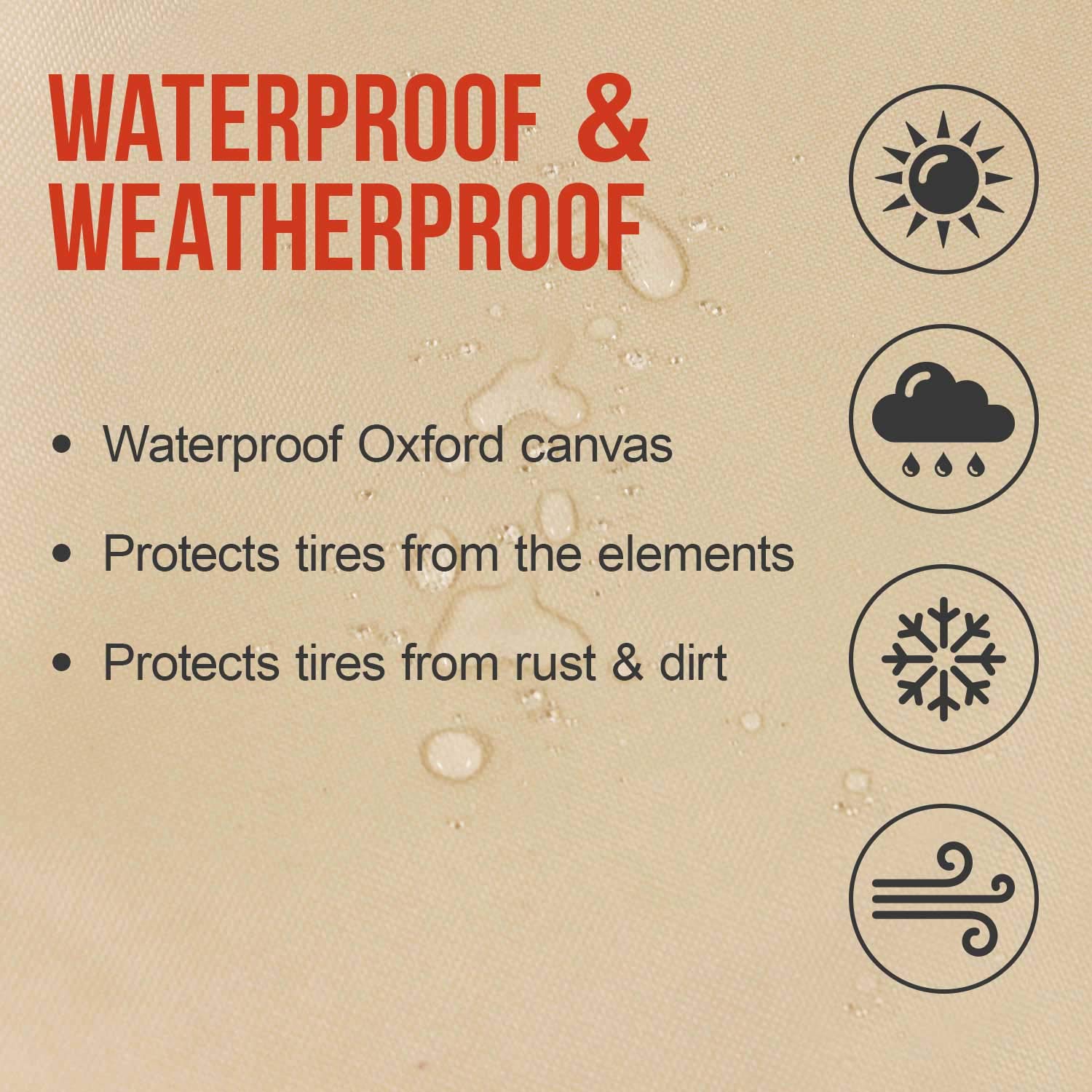 Tcp Global Set Of 4 Oxford Waterproof Canvas Wheel Tire Covers For Rv Auto Truck Car Camper Trailer 27''-29'' Diameter