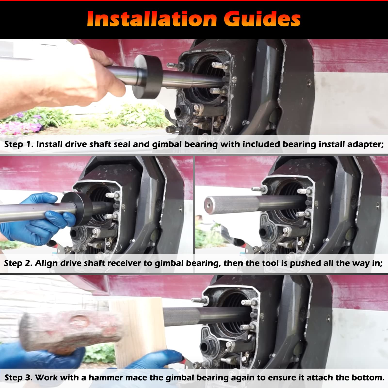 Gimbal Bearing Alignment and Install Kit, Heavy Duty Engine Alignment Tools Set Fits for Mercruiser Alpha 1 Bravo Volvo OMC MR C
