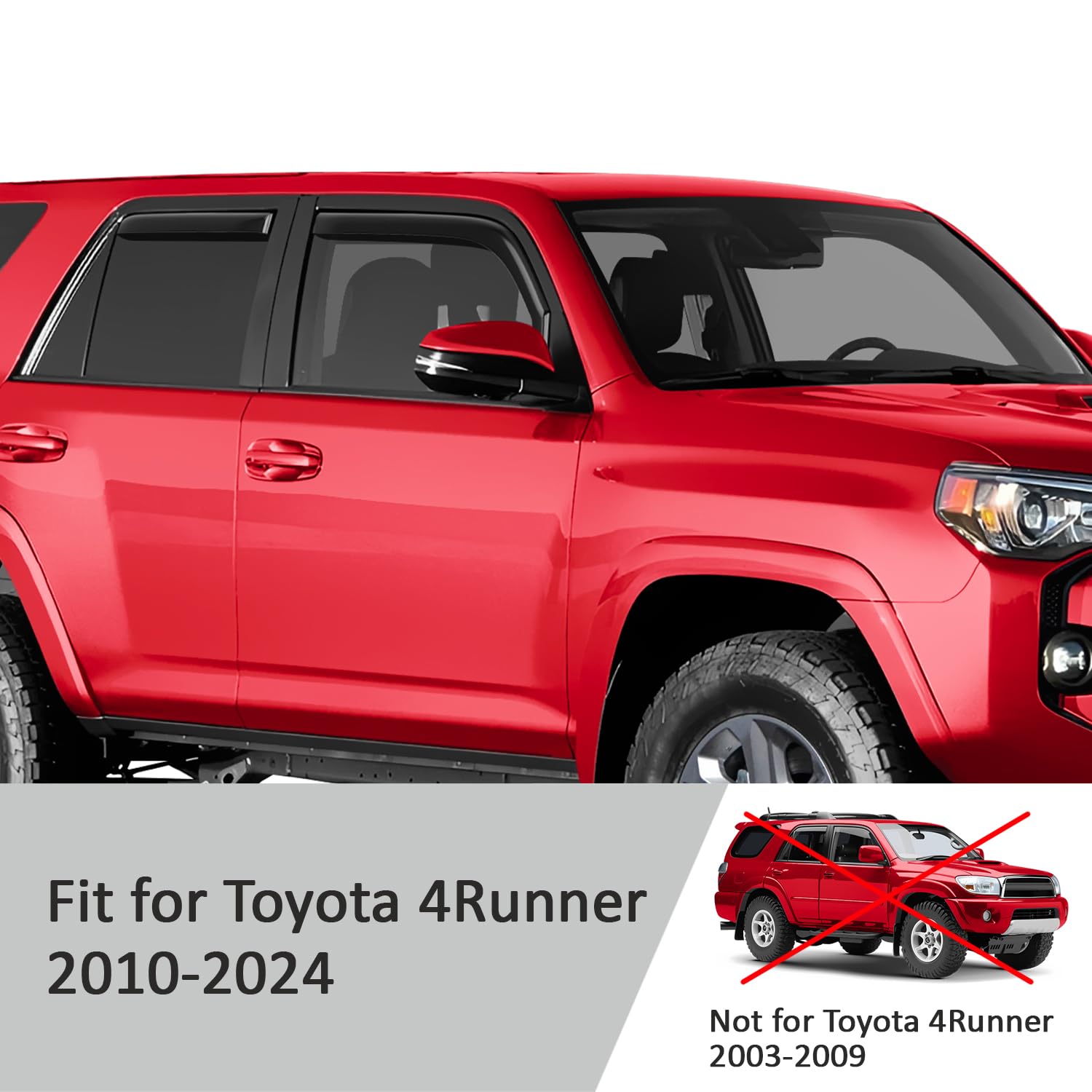 Voron Glass In-Channel Extra Durable Rain Guards For Toyota 4Runner 2010-2024, Window Deflectors, Vent Window Visors, 4 Pieces -