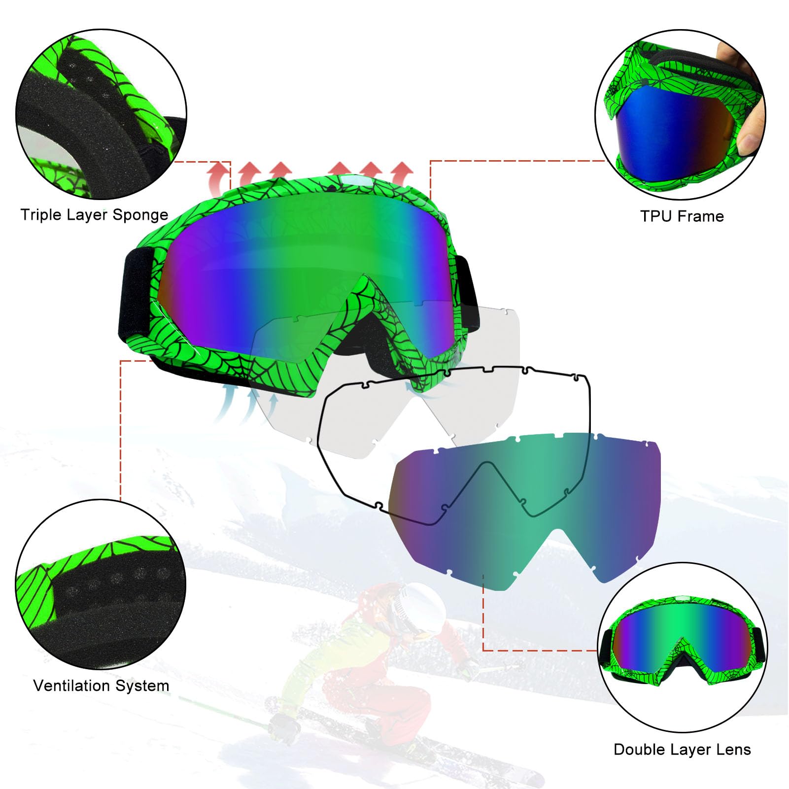 Zukmi Dirt Bike Goggles Atv Goggles Motocross Goggles Motorcycle Goggles Mx Off Road Goggles For Men Women Adult Youth Riding Ra