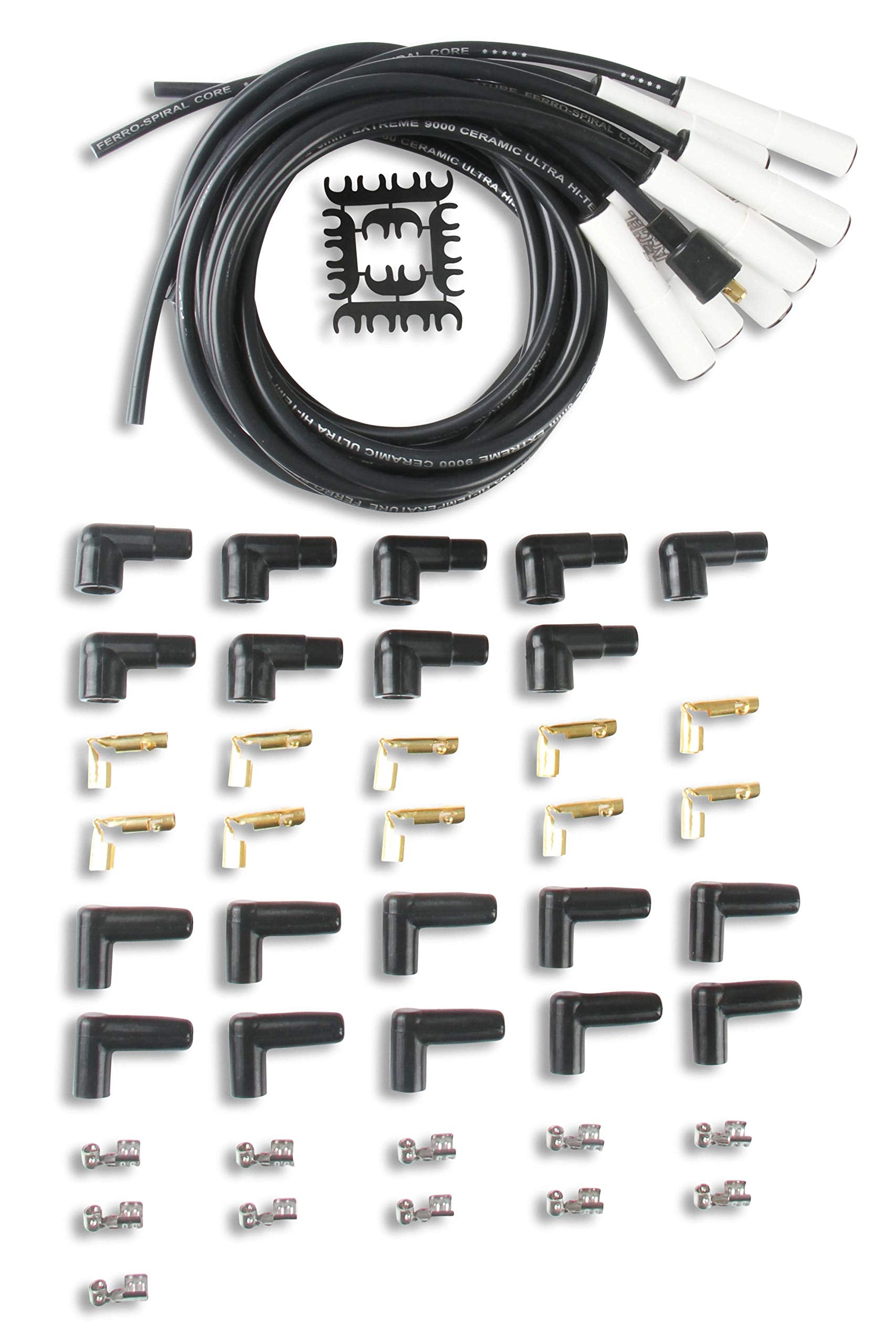 Accel 9000C Extreme 9000 Spark Plug Wire Set - Universal - 180 Degree White Ceramic Boots