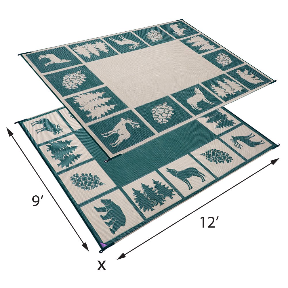 Stylish Camping 229124 9'X12' Reversible Mat, Plastic Straw Rug, Large Floor Mat For Outdoors, Rv, Patio, Backyard, Picnic, Beac