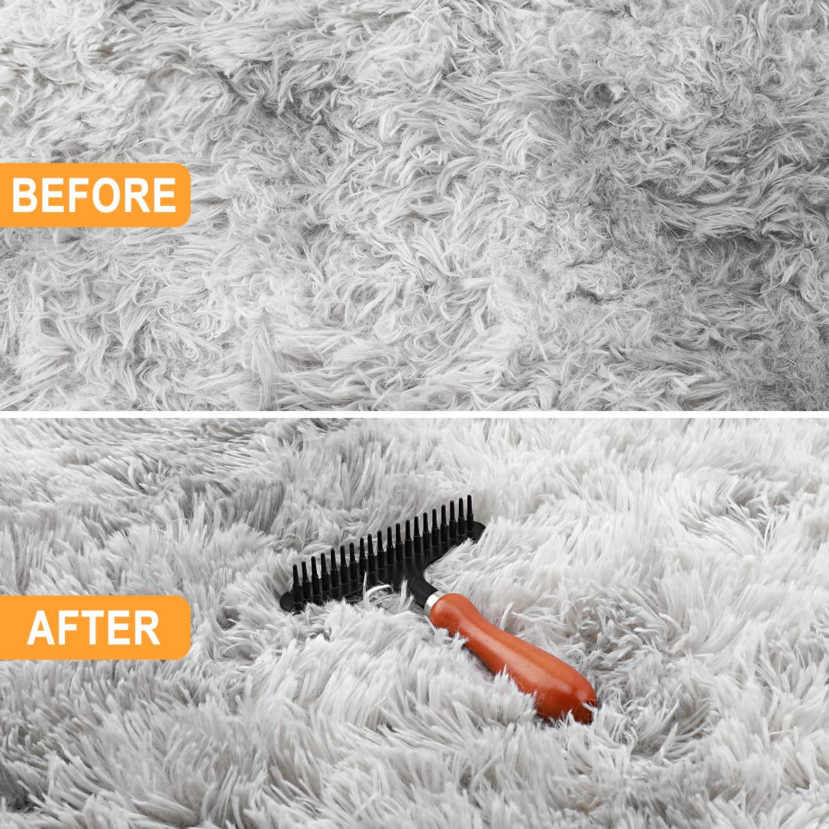 Astfys Hand Held Carpet Rake - Restores Softness, Cleans Hair, Iron, Black