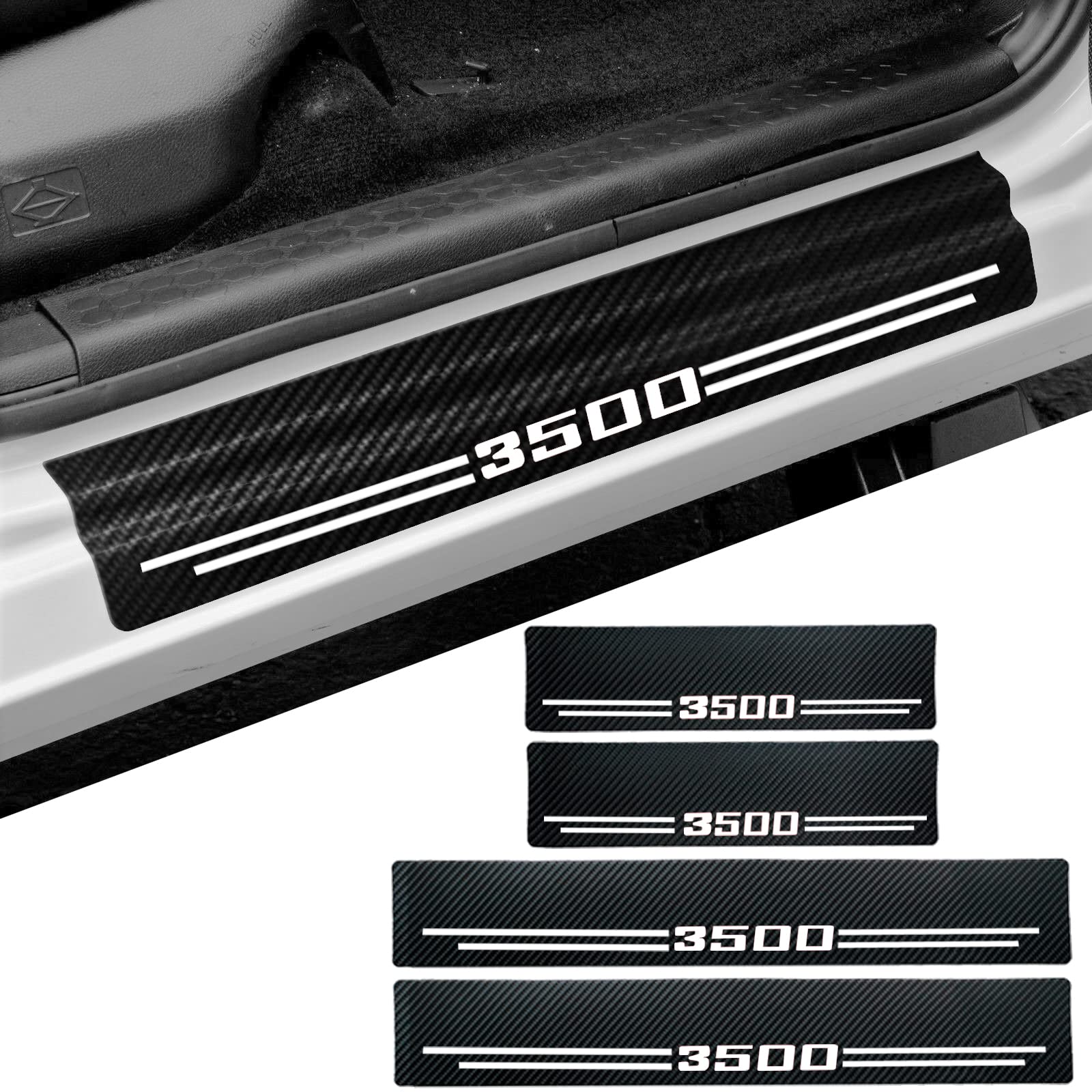 Car Accessories Carbon Fiber Door Sill Scuff Plate Auto Door Entry Guard Scratch Shield For Dodge Ram 3500 2012-2024 Auto Access