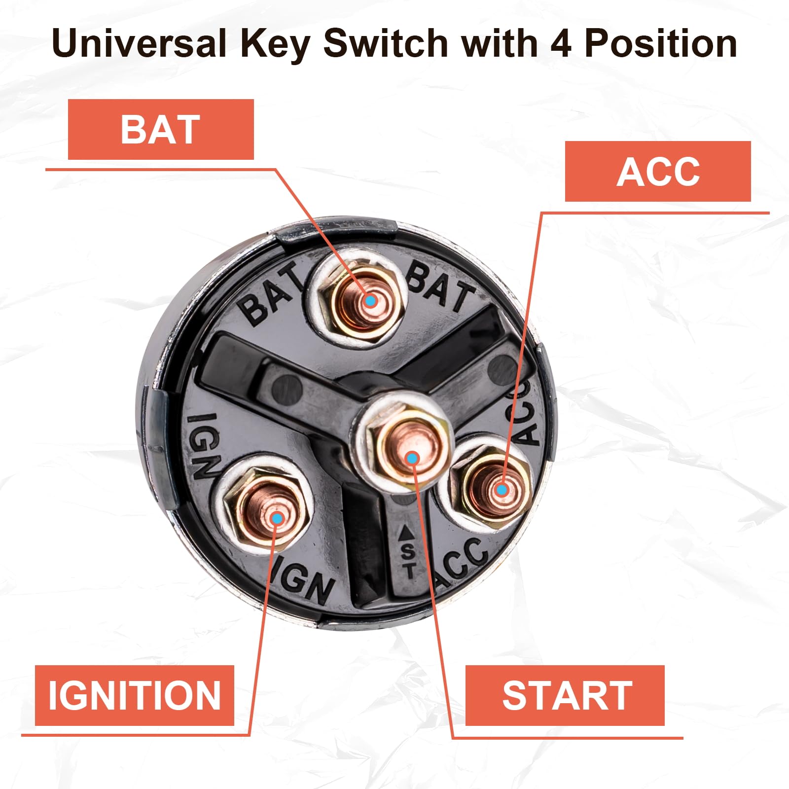 Ignition Switch with Key, Siasky 4 Position Universal Key Switch, Starter Switch 12V Fit Forklift, Car, Trailer, Tractor, Truck,