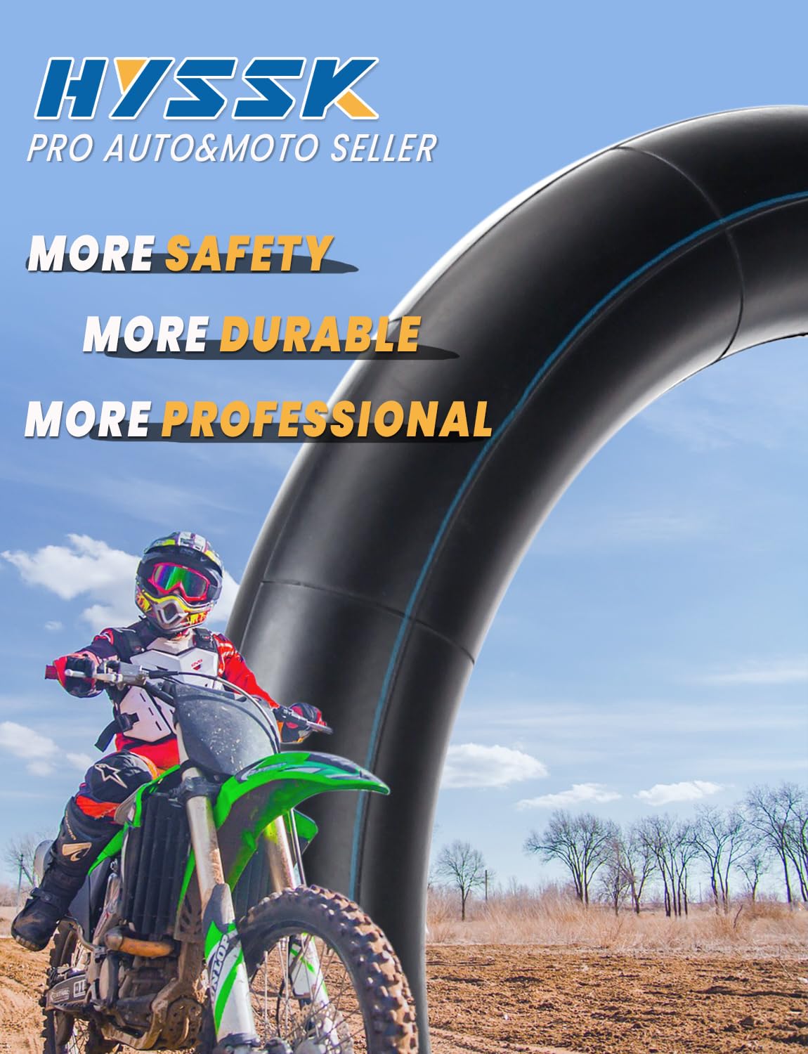 Premium Hyssk 3.00/3.50-14'' Motorcycle Inner Tube For 90/100-14 Dirt Pit Bike Rear Tire