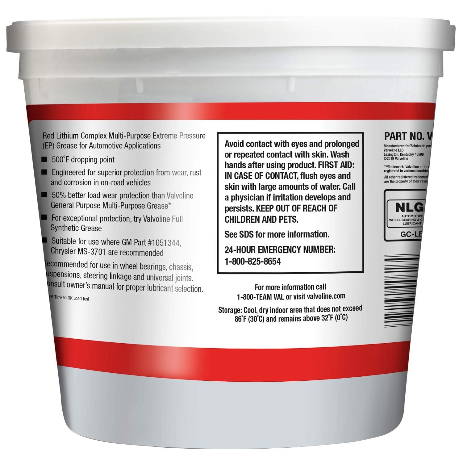 Valvoline Multi-Vehicle High Temperature Red Grease 4 Lb Tub