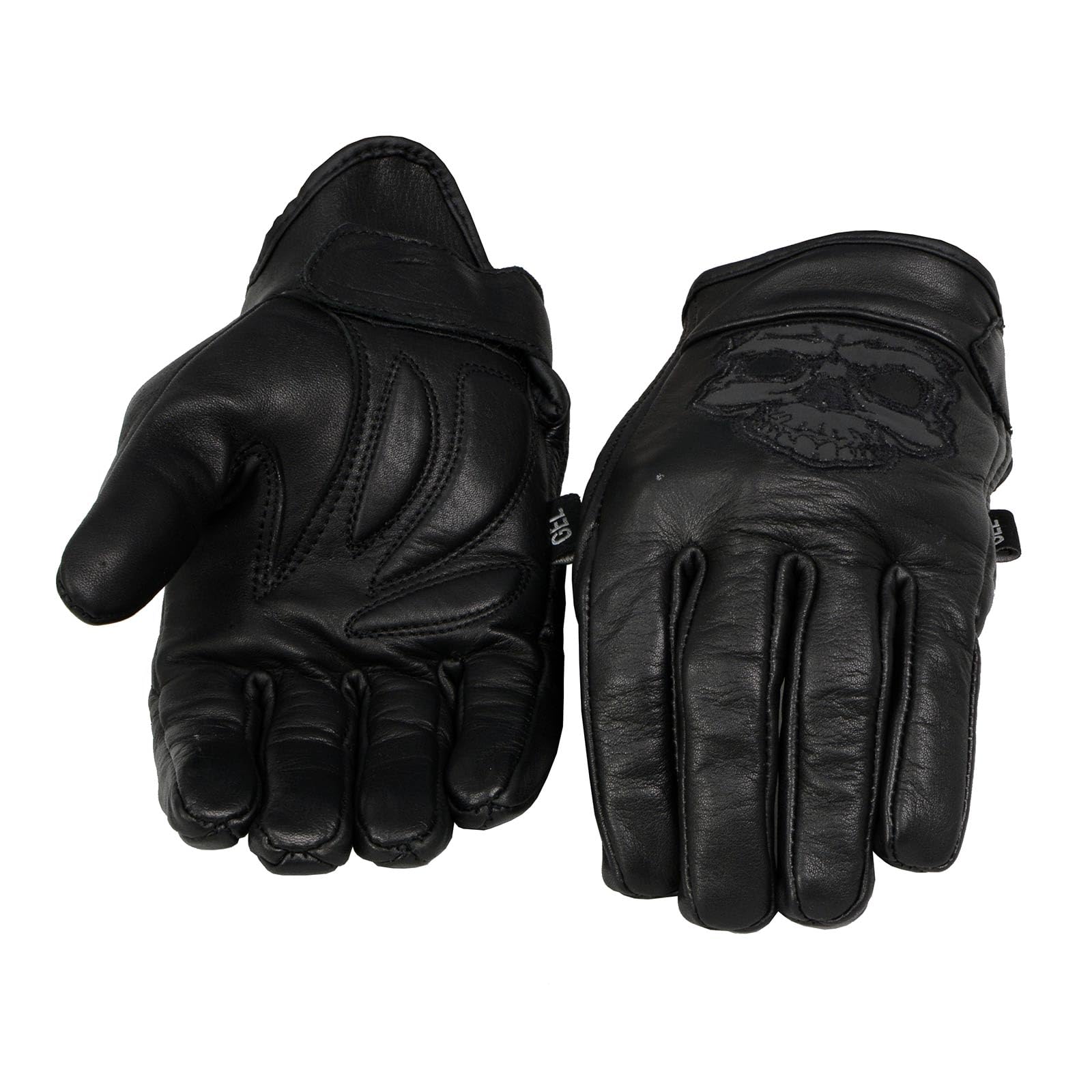Milwaukee Leather Men's Black Leather Motorcycle Gloves, Gel Padded Palm, Large, Model MG7570