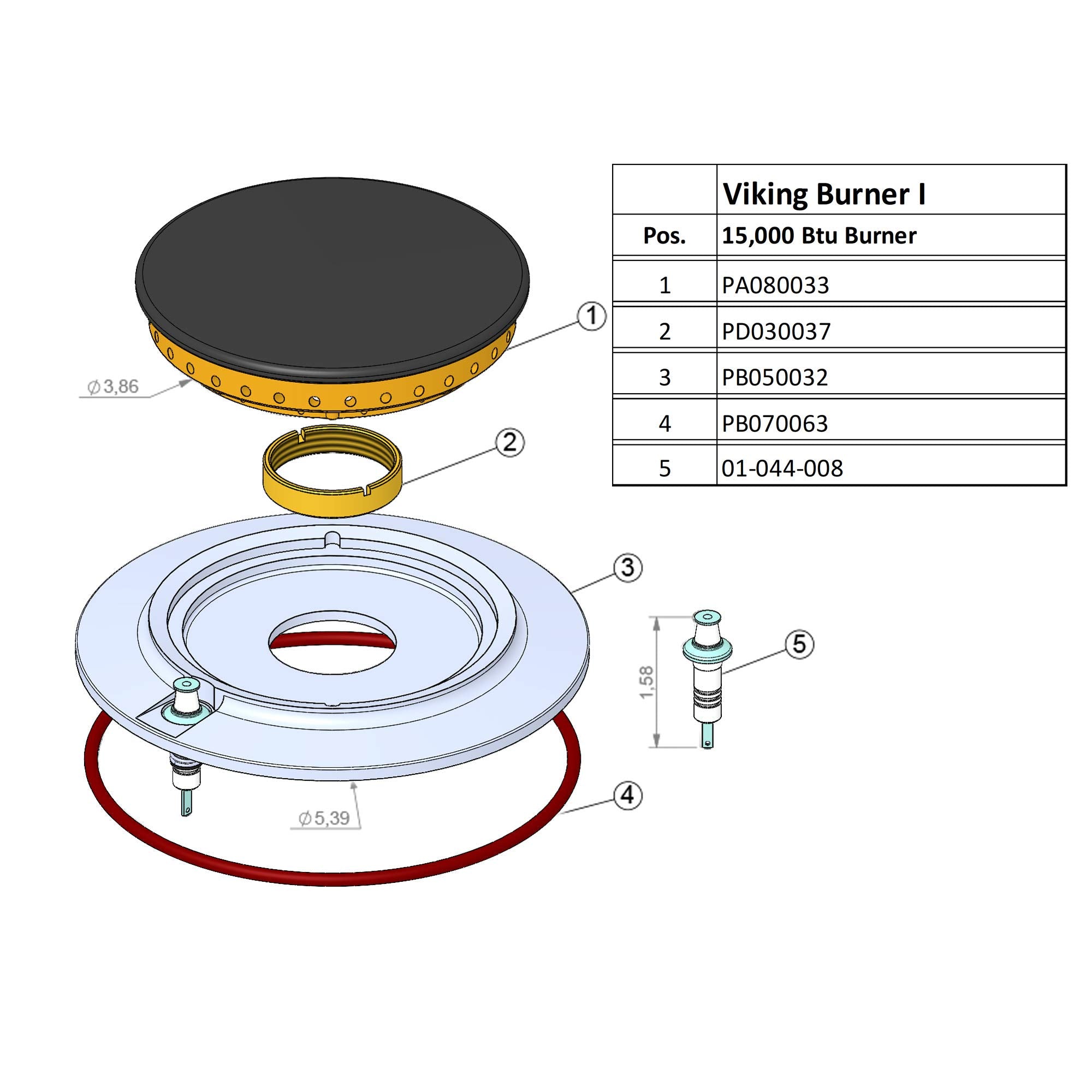Isphording Genuine Viking PD030037 Retainer Ring, Model 18-000-053-04, Durable Other Material