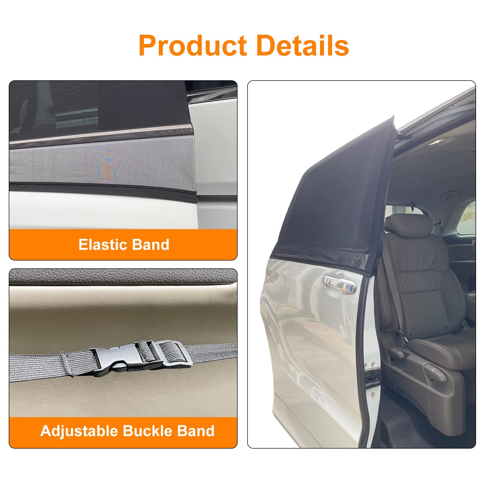 Soulian Mesh Car Window Screens - 2 Packs, XL Single Layer Sunshade, Black, Model SL02-HD for MPV Sliding Door & Large Trucks