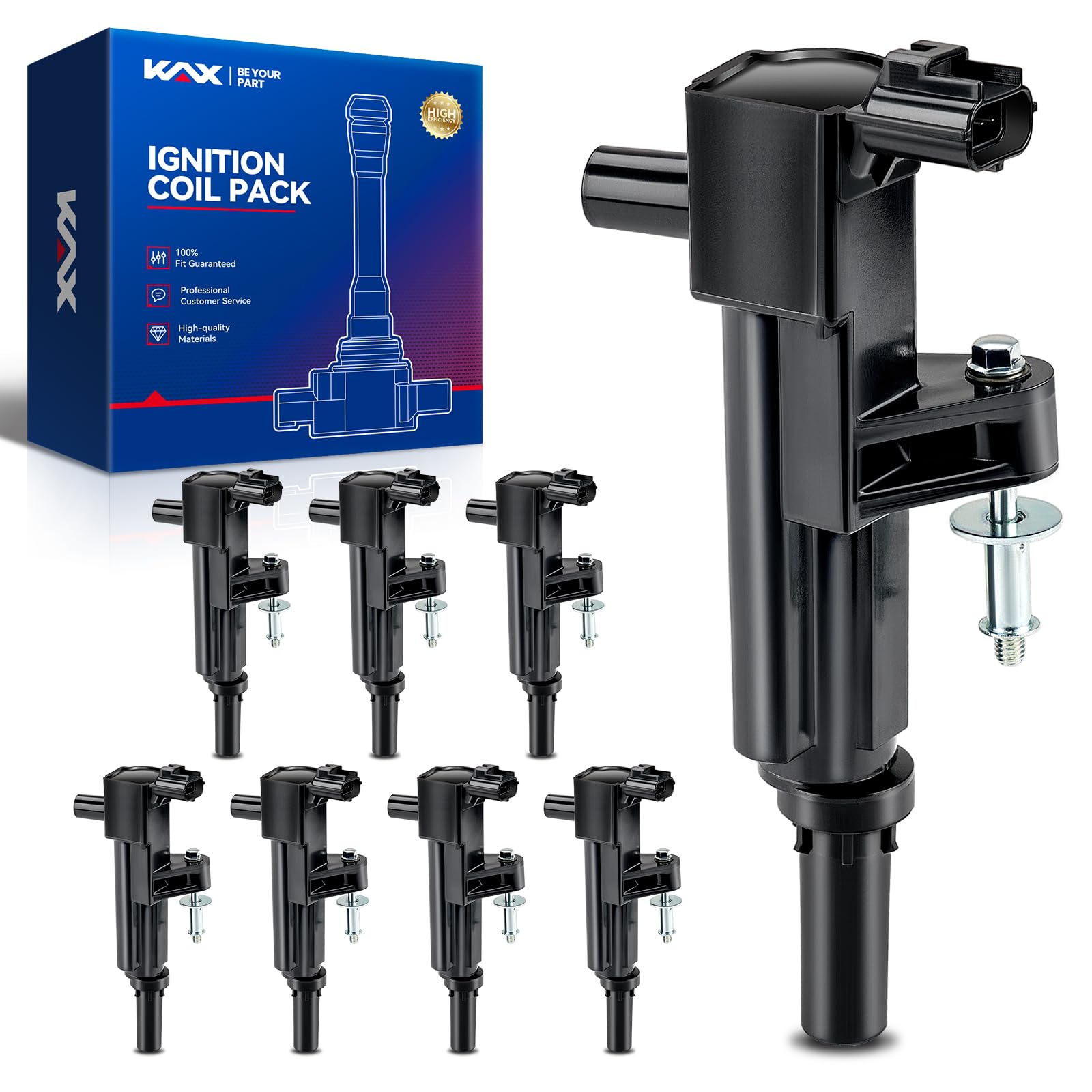 KAX Ignition Coil Packs UF601-8 Pack, Fit for Ram 1500 2008-2010, 2011-2013 Dodge Dakota 2008, Jeep Grand Cherokee 2008, Dodge D