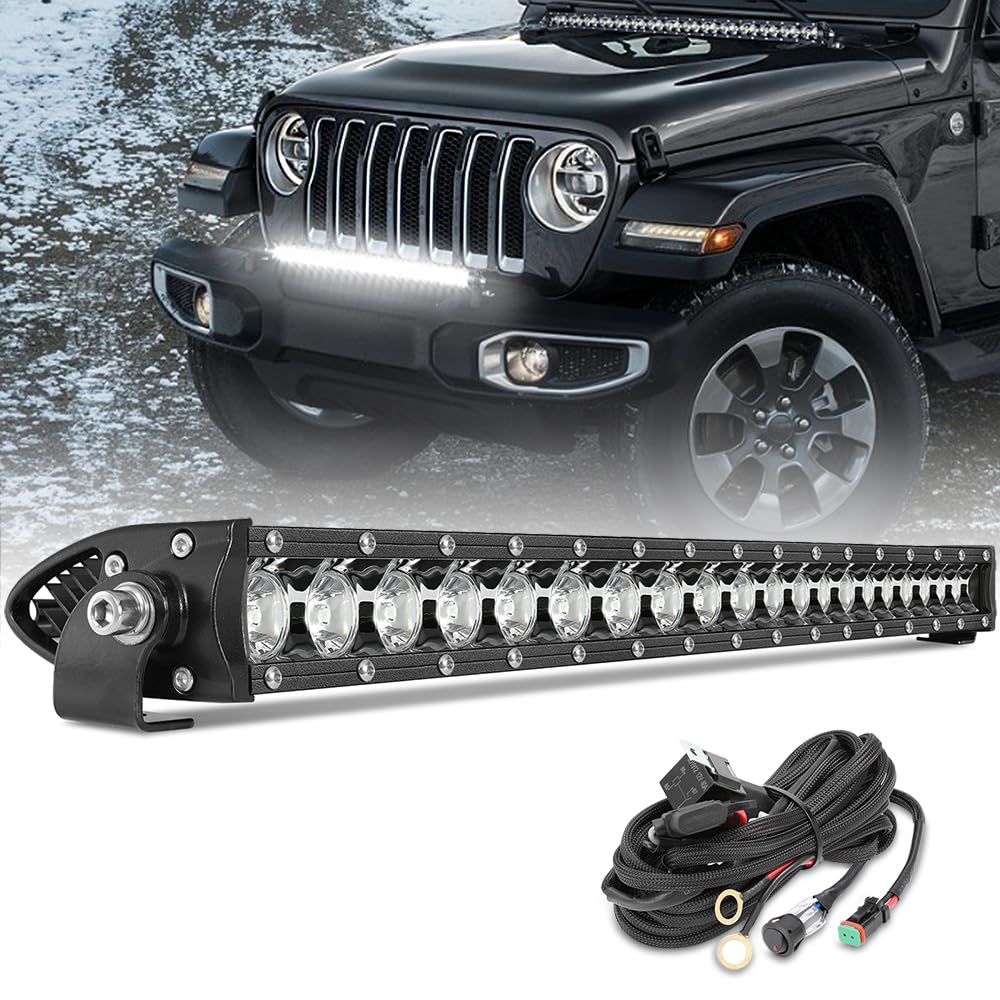 22 Inch Slim Single Row LED Light Bar 2026 Upgraded, Lumimotor Spot Beam Off Road Light for Truck UTV SUV Ram F150 Bronco Wrangl