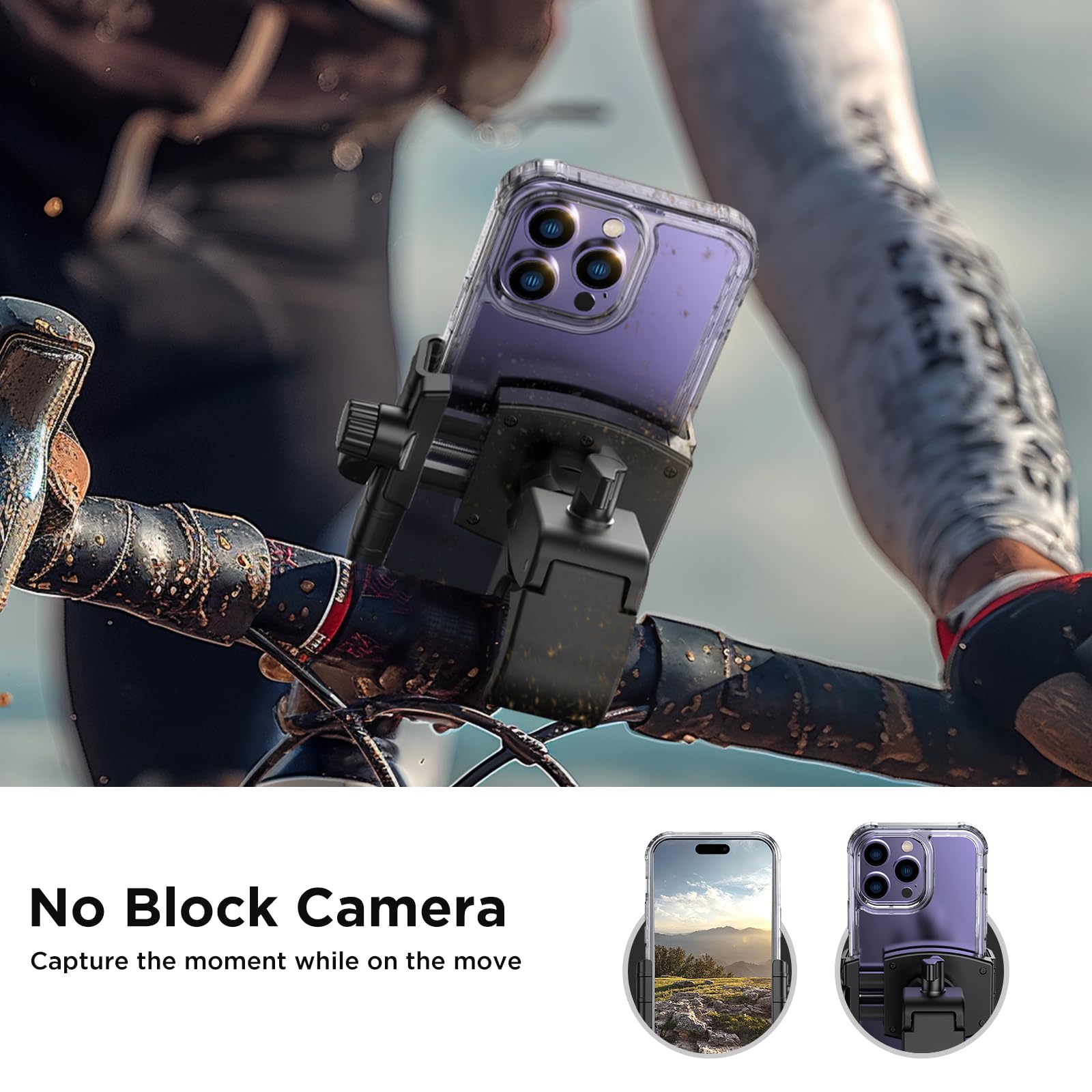 Miracase Bike Phone Holder, [Support Video Recording] Motorcycle Phone Mount, [Quick Lock] Bicycle Phone Mount Handlebar Cell Ph